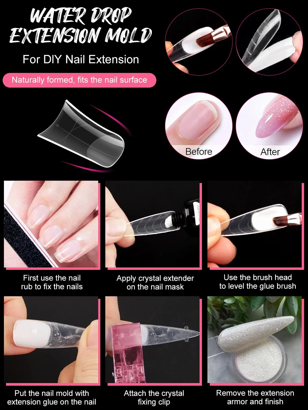 EBANKU 120 PCS Unghie Finte Nail System Dual Nail Form, Riutilizzabili Nail Dual Form Kit Nail Form Duck Shape Acrilico Tips Unghie con Scala Graduata per Unghie Strumenti