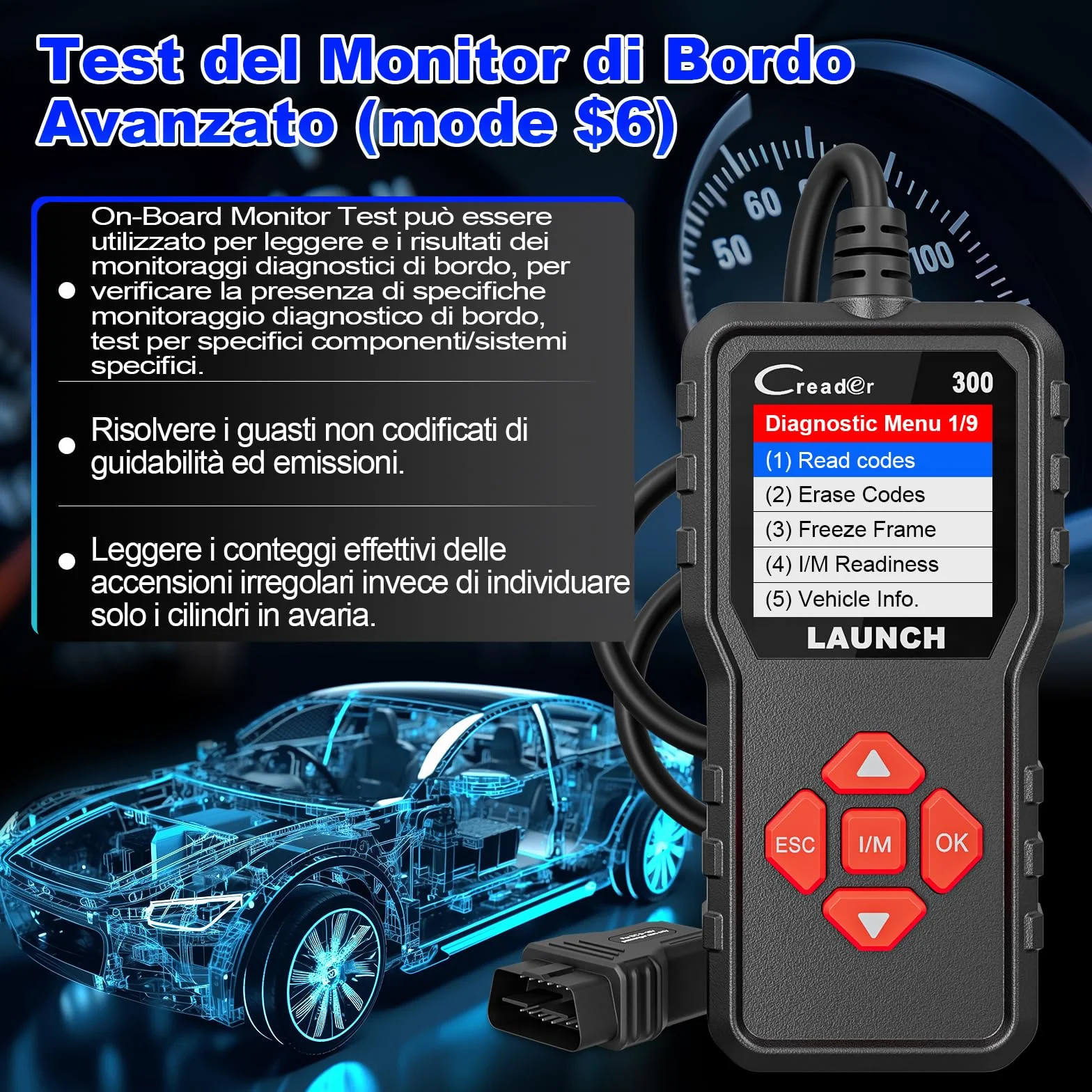 LAUNCH CR300 OBD2 Diagnostica Auto Multimarca Lettore Errore Motore Professionale