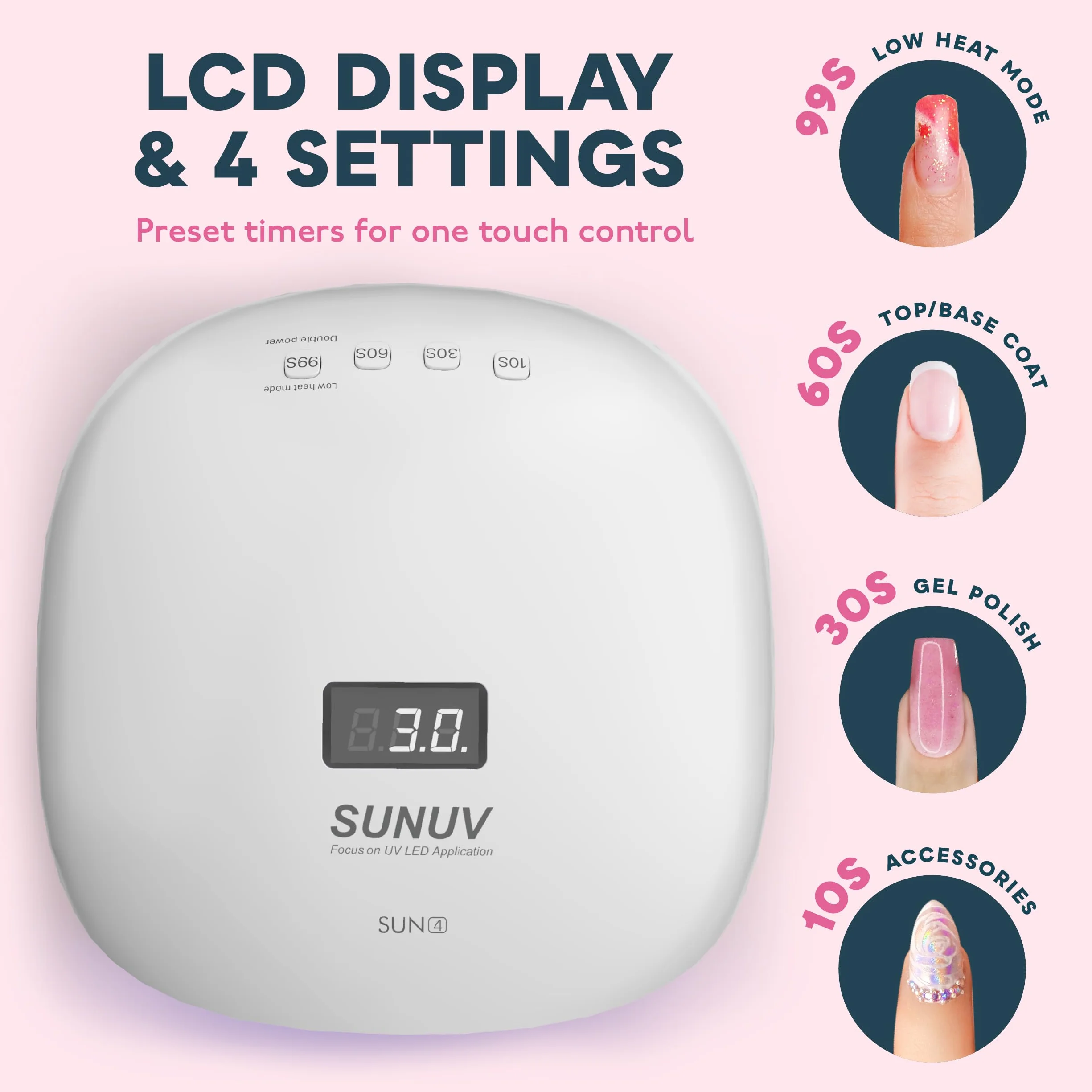 SUNUV SUN4 Lampada UV LED per Unghie Asciugatrice Gel Manicure con 4 Timer LCD Display Sensore