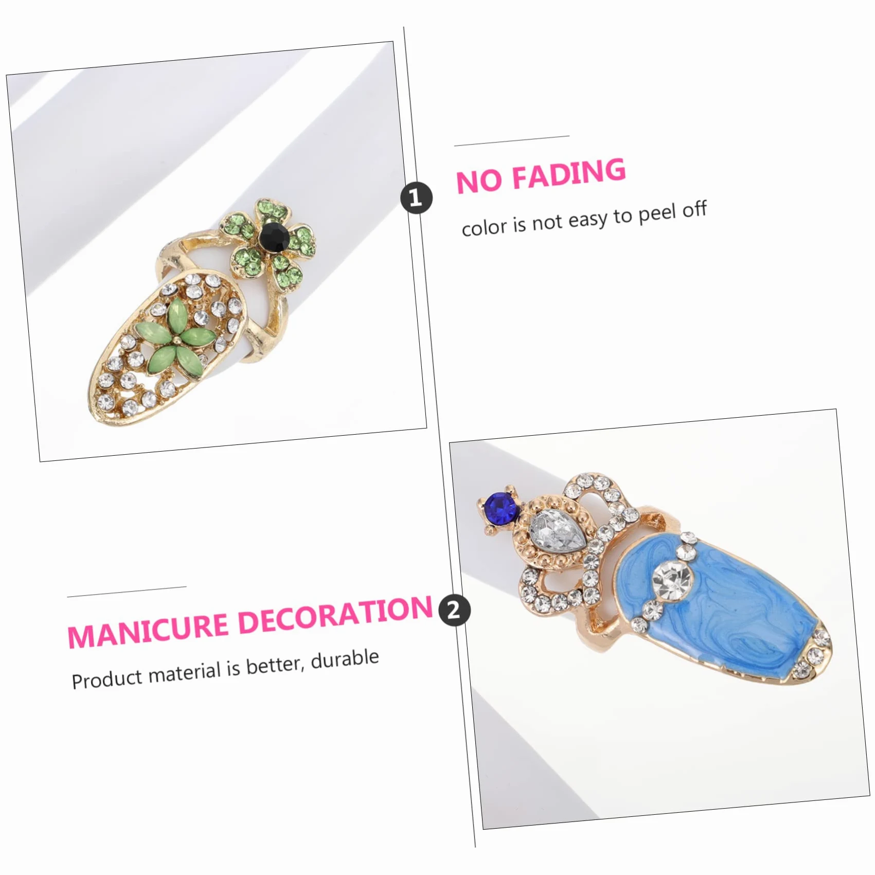 Healeved 36pezzi Anelli Per Unghie Manicure Decorazioni Fashion Accessori Per Unghie Artistiche Per Adulti e Design Elegante e Facile Da Indossare