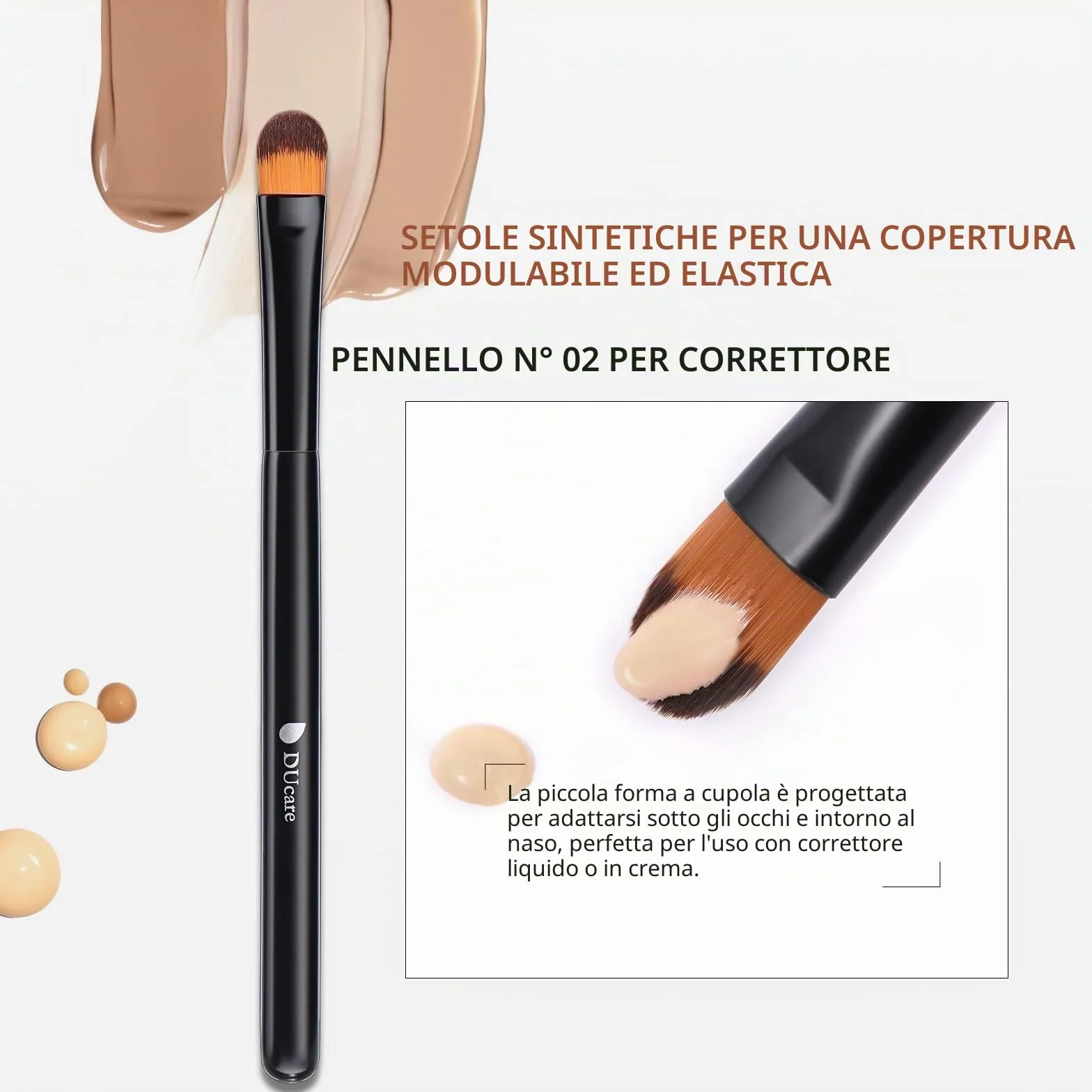 DUcare Pennello per fondotinta e pennello per correttore 2 pezzi -Pennello Fondotinta Liquido Trucco Cipria Pennello Kabuki professionale Perfetto Per Foundation, Polvere