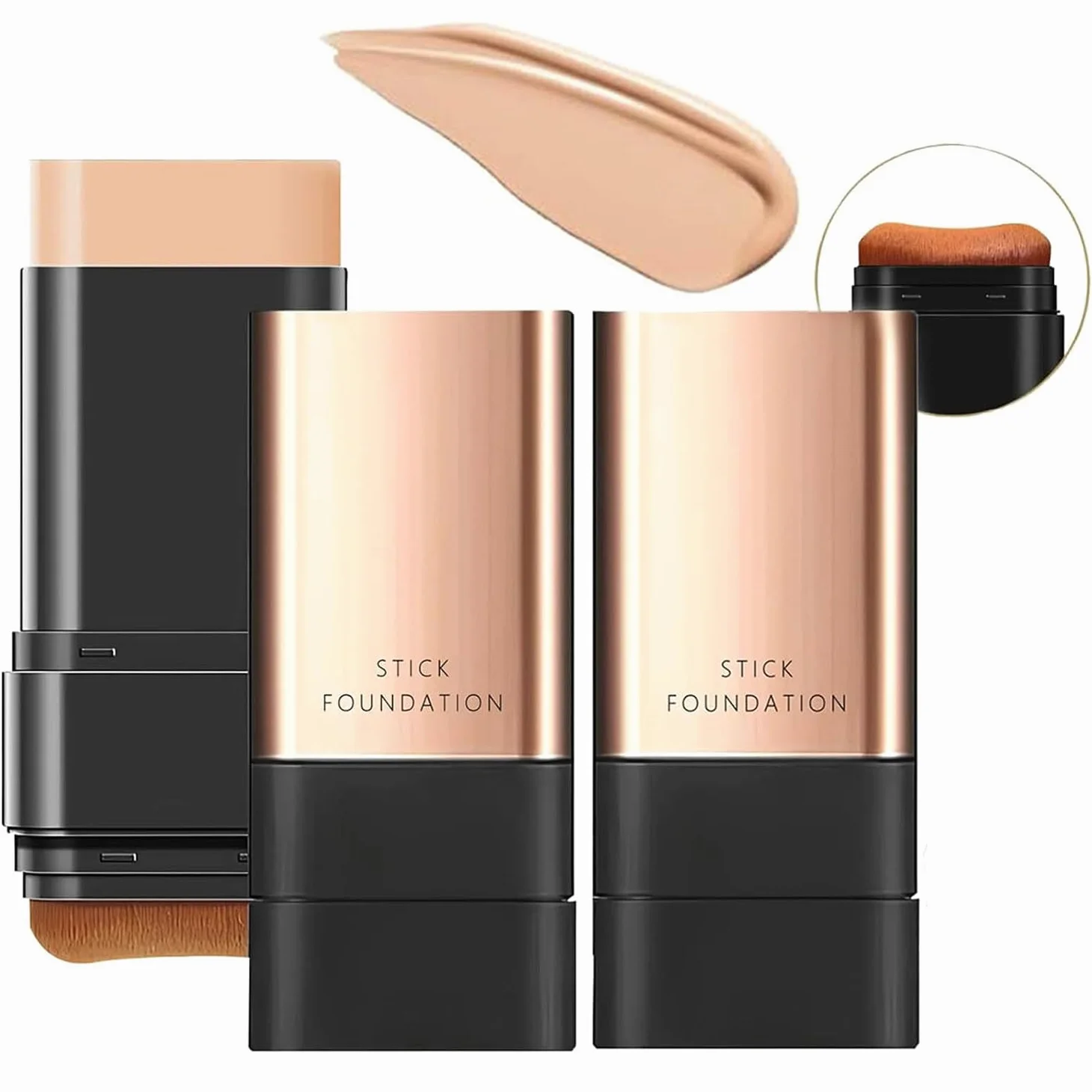 satasiam Barra per trucco 2 in 1 anti-rughe, stick per trucco coreano Flawless Eraser: idratante e leggero, barra trucco a doppia testa con pennello, barra multiuso per contorno viso