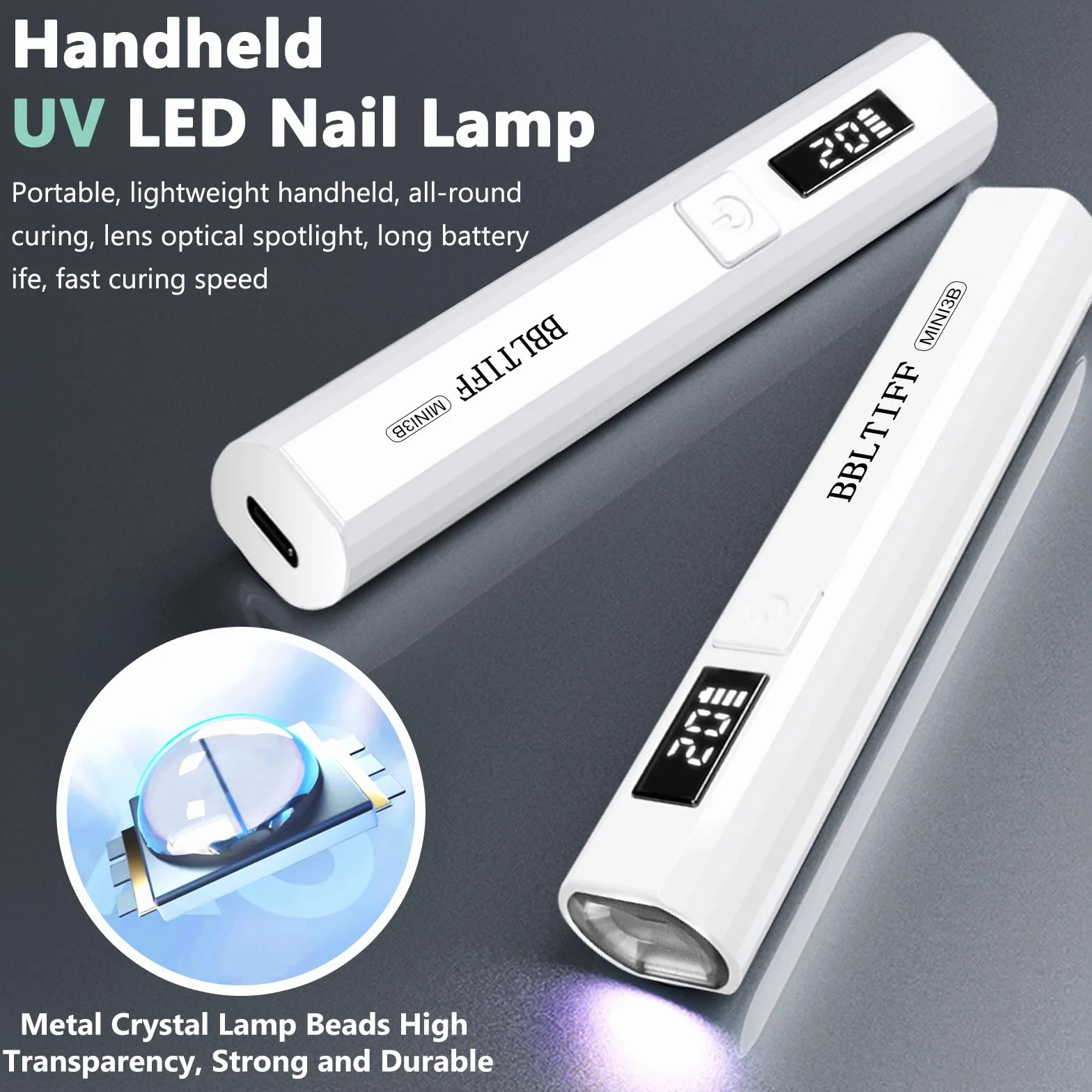 Mini Lampada UV LED Unghie con USB Ricaricabile e Supporto Pieghevole, Timer 30/60S