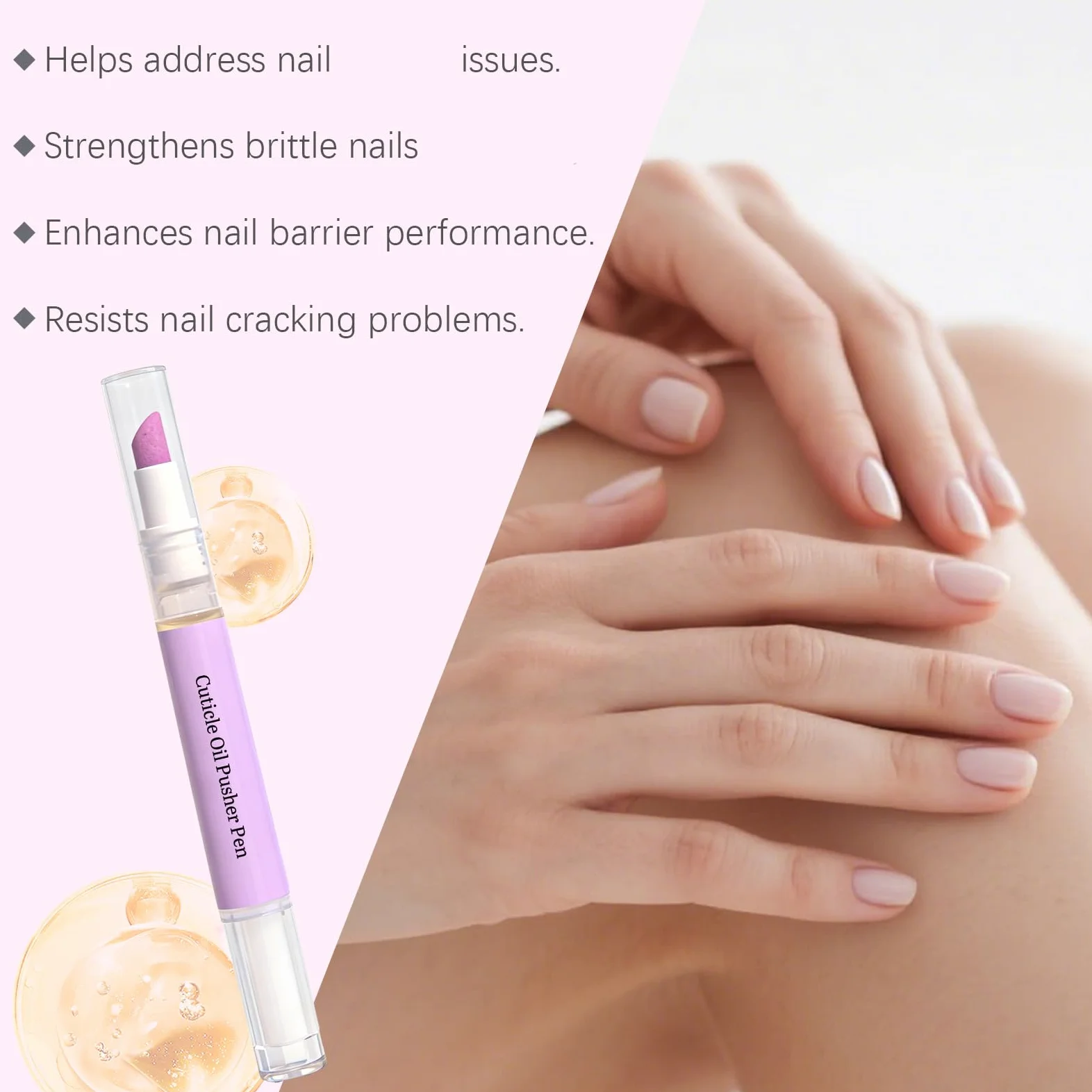 2 in 1, penna per olio per cuticole, spingi cuticole, spingere le cuticole per unghie secche e danneggiate, cuticole, idrata, rinforza, illumina (12 pezzi)
