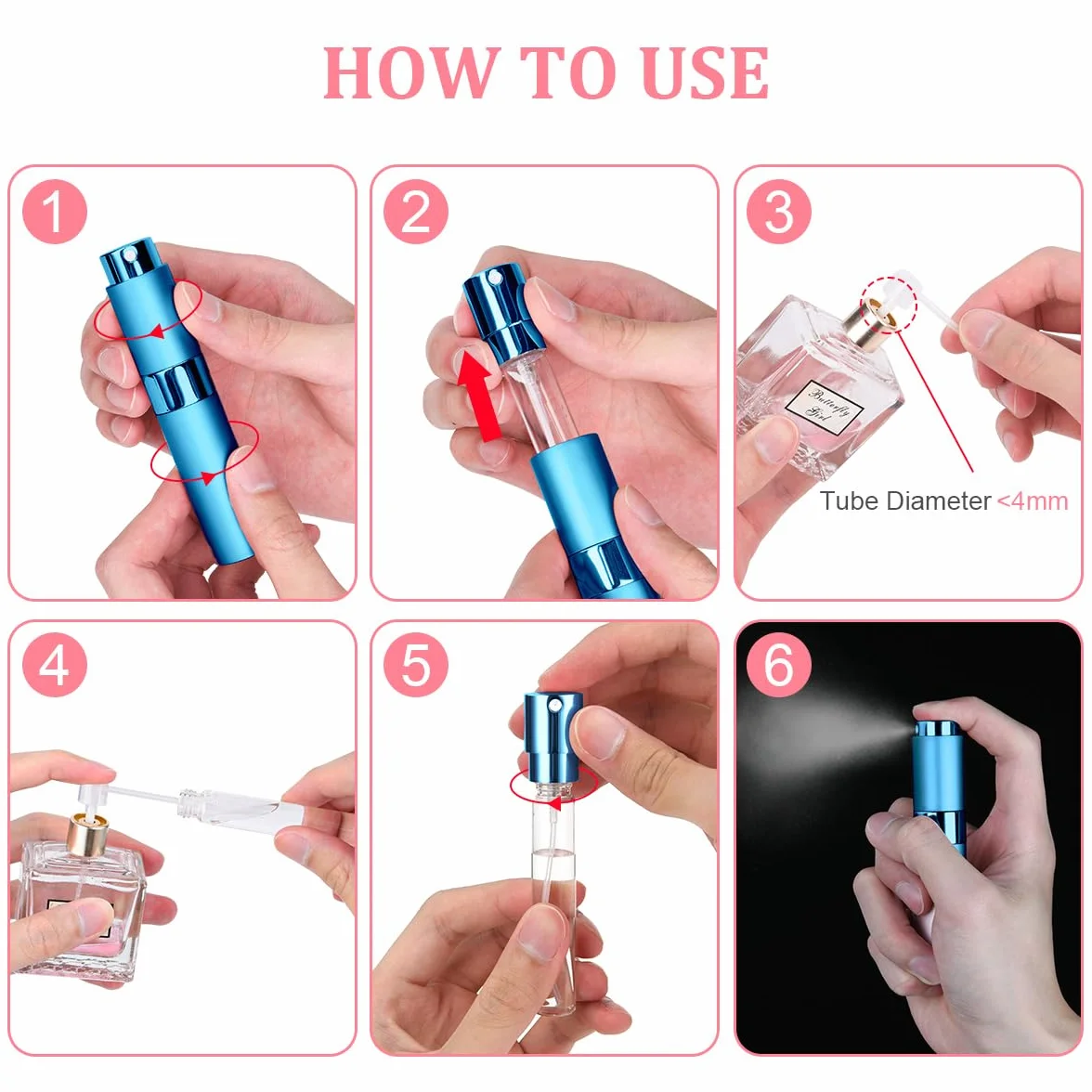 ACWOO 3 Pezzi 10ml Mini Bottiglia di Profumo Portatile, Atomizzatore da Viaggio
