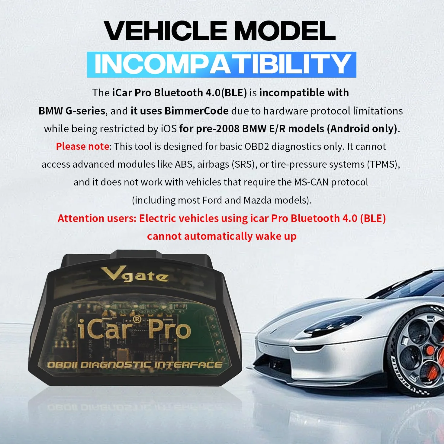 Vgate iCar Pro Bluetooth 4.0 OBD2 Scanner Diagnostico per Auto iOS Android