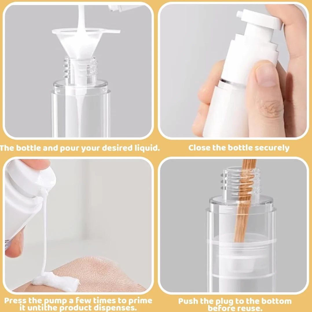 4 dispenser per crema, 5ml, 10 ml, 30 ml, 50 ml, senza senz'aria, Flaconi da Viaggio Trasparente, Airless Contenitore Crema Pump, Dispenser Cosmetico da Riempire, per Lozione, Fondotinta