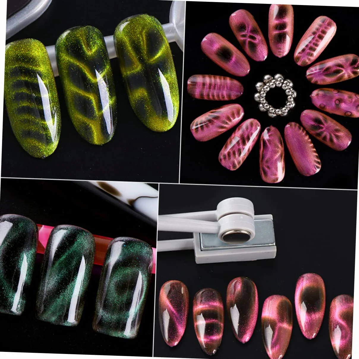 Healvian 16pezzi Penne Magnetiche Per Unghie Cat Eye Strumenti Per Nail Art Con Magneti Forti Per Creazioni Unghie Uniche e Personalizzate