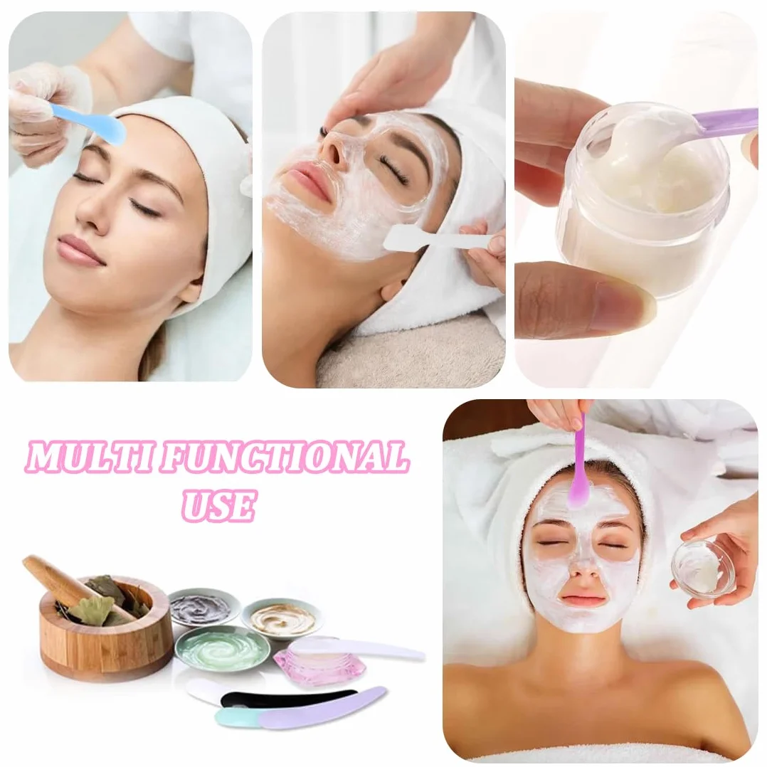 Set e kit da trucco, 12 pezzi di spatola per il trucco in plastica, spatola per crema mini cucchiaio per maschera cosmetica raschietto per lavaggio (colori casuali)