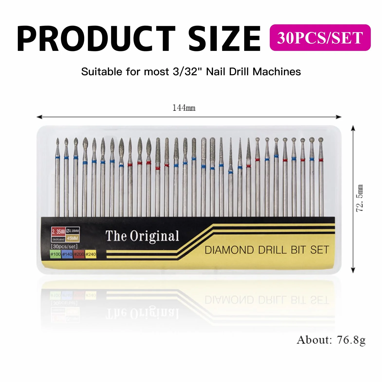 Punte Fresa Unghie per Fresa Manicure Elettrica 3/32, Ricambi Rimozione Gel, Strumenti Manicure