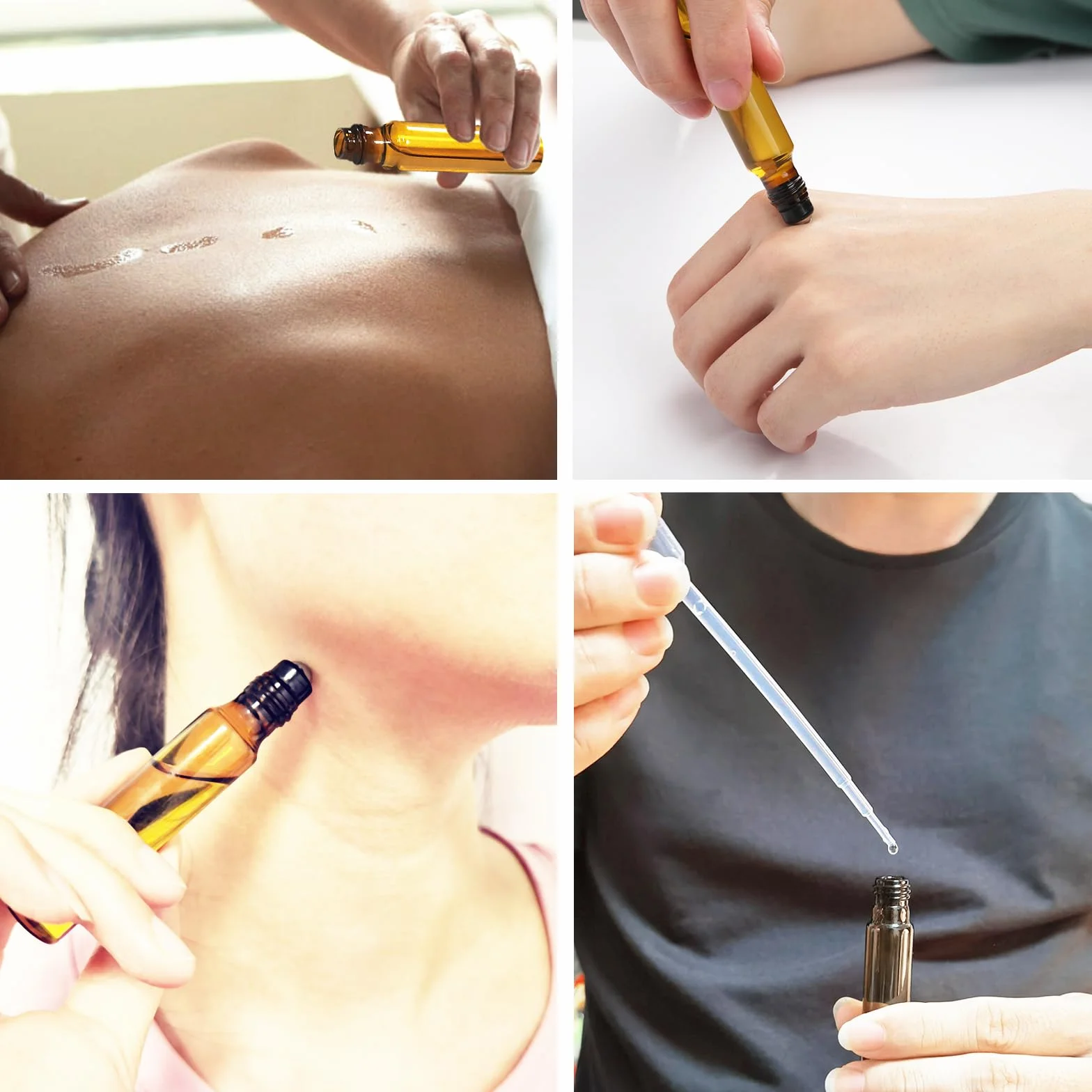 Roll on - Bottiglie di vetro per olio essenziale, 35 pezzi, colore marrone, rollon, vuote, 10 ml, per oli con rullo in acciaio inox, per oli essenziali, lozioni, profumi, massaggi