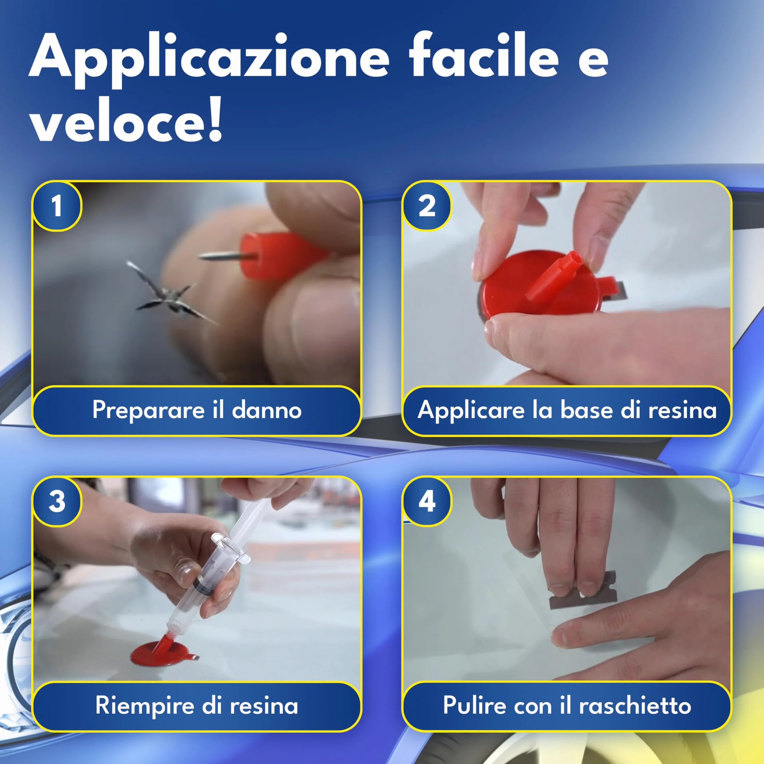 ATG® Kit riparazione parabrezza auto – Resina riparazione vetro per crepe e scheggiature