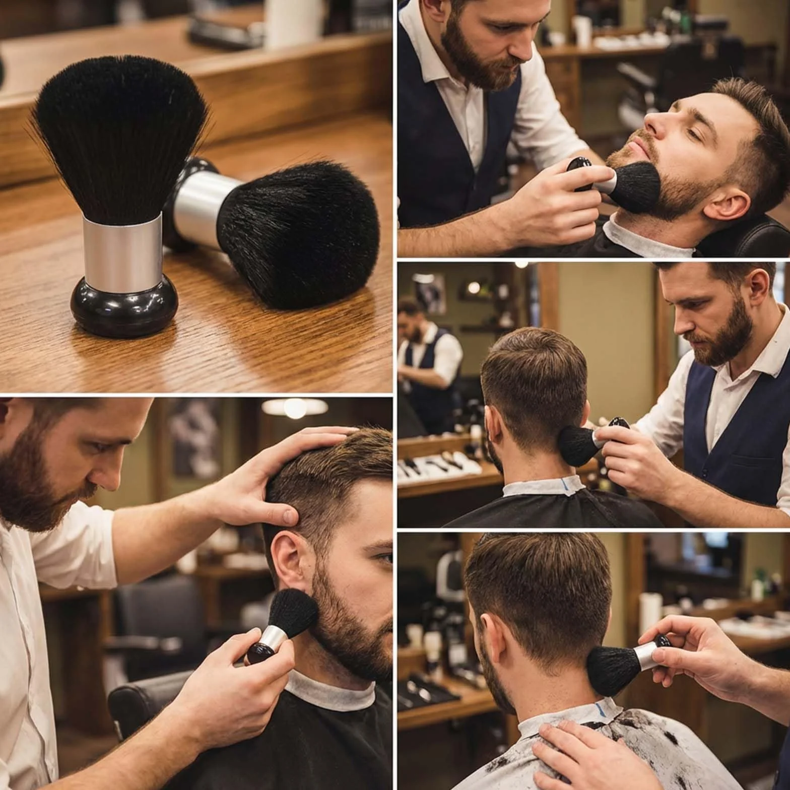 2 Pezzi Spazzola Collo Parrucchiere, Spazzola Capelli Professionale Pennello Collo Barbiere, Spazzola Morbida Alta Densità Per Taglio Capelli Rasatura Pulizia Salone Nero