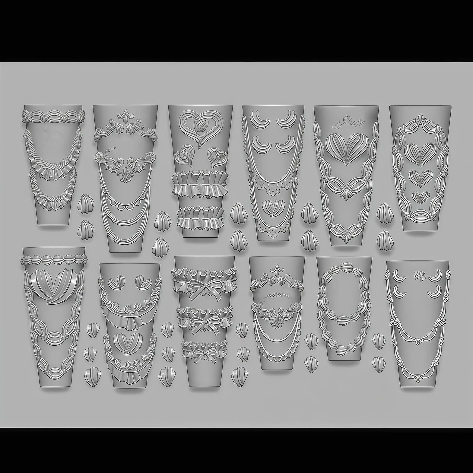 Silikon Stampi per Unghie 3D, Crema Pizzo Design Unghie, Charms Unghie Strumenti in Silicone, Decorazioni per Unghie Accessori per Nail Art