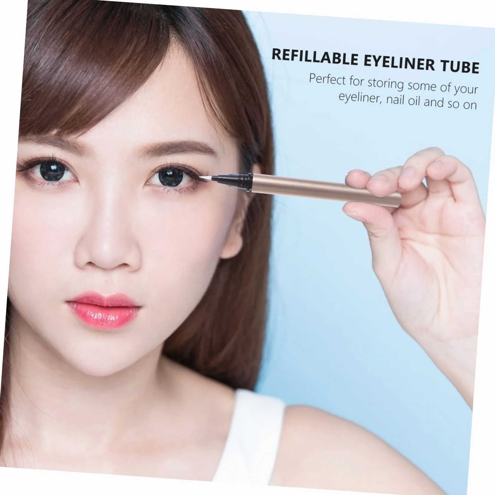 FRCOLOR 5 Pezzi Tubetti di Eyeliner Vuoti Ricaricabili 1Ml in Plastica Oro per Make-up Fai da Te e Applicazione Professionale nei Negozi di Cosmetici