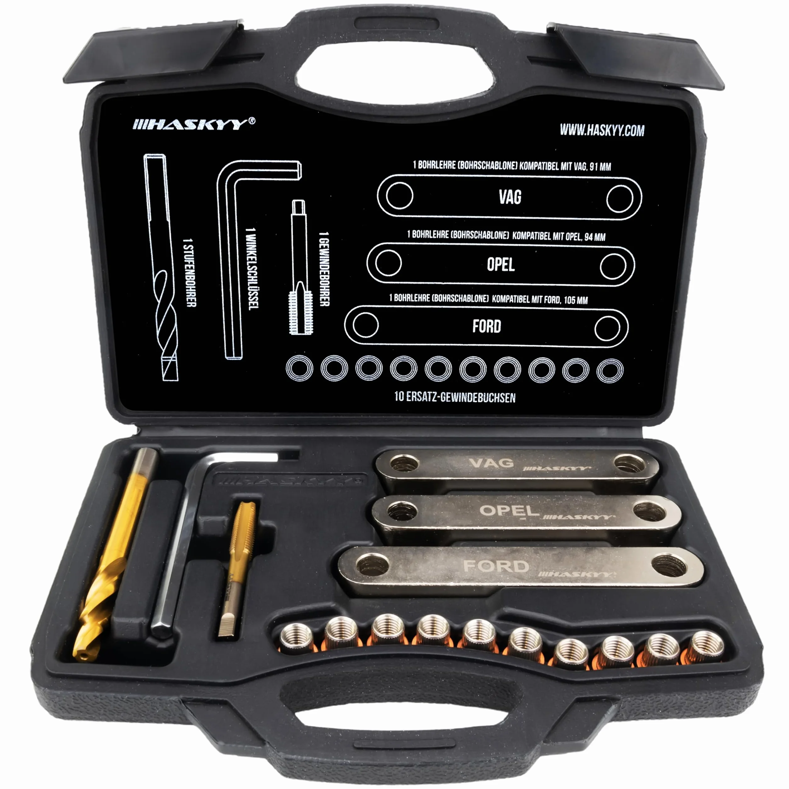 HASKYY Kit Riparazione Filettatura Freni 16 Pezzi - Set Riparazione Filetti Pinza Freno M9x1,25