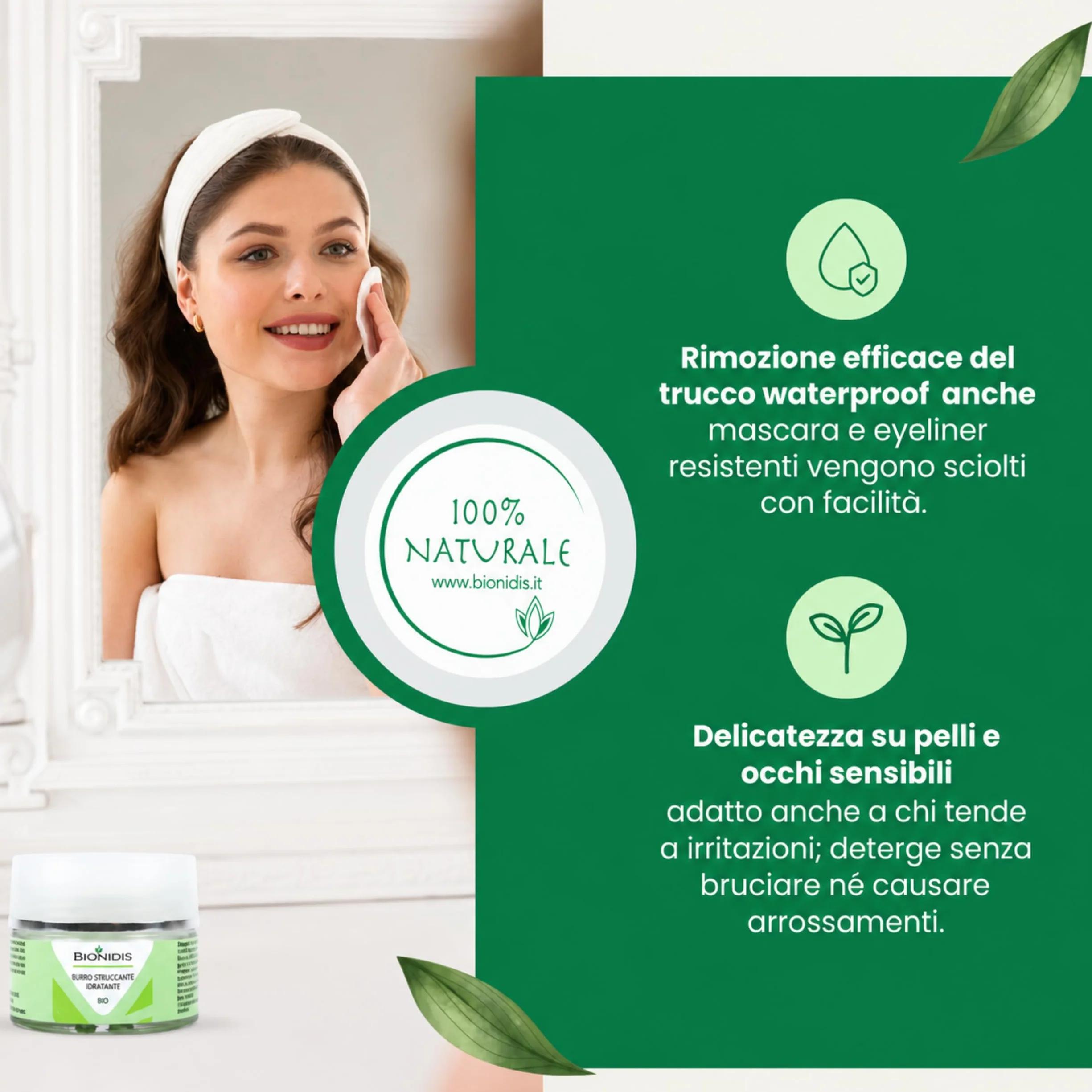Burro Struccante Naturale Viso e Occhi, Struccante Waterproof Idratante e Delicato