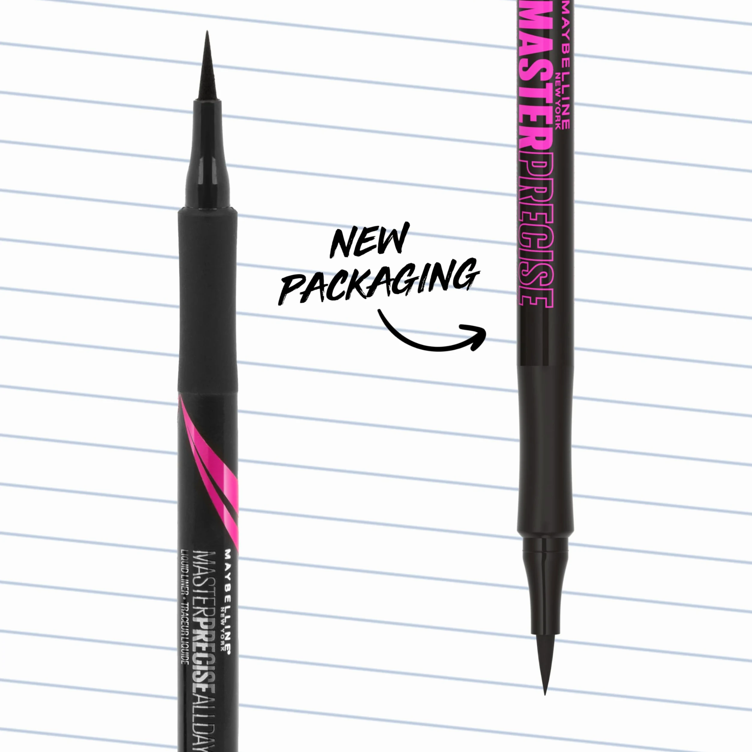 Maybelline Master Precise All Day Liquid Eyeliner Makeup Waterproof, Black, 2 Count