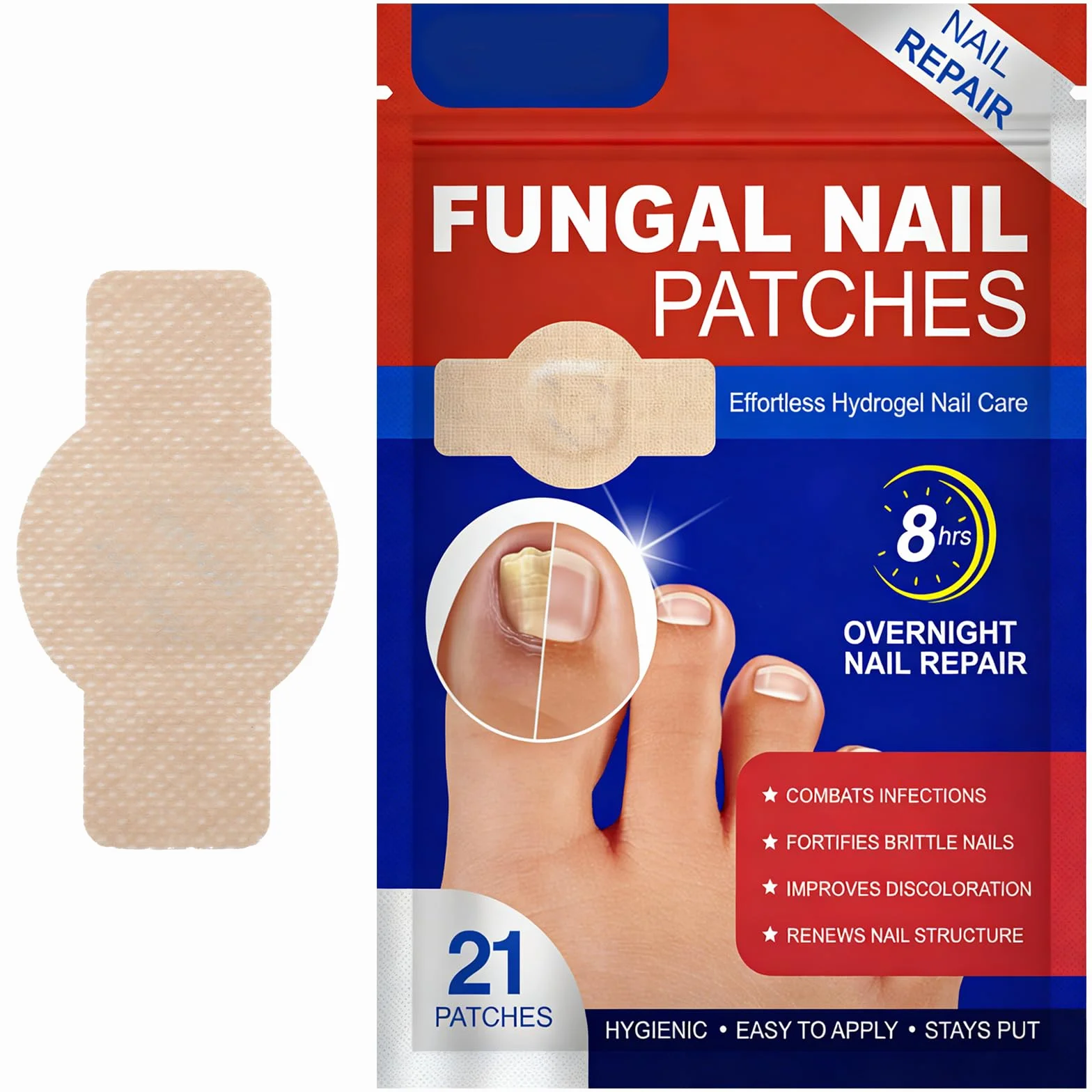 21 Pezzi Fungal Nail Patches con 1 Cuscinetto Antiusura, Cerotti per Micosi Delle Unghie, Micosi Unghie Piede