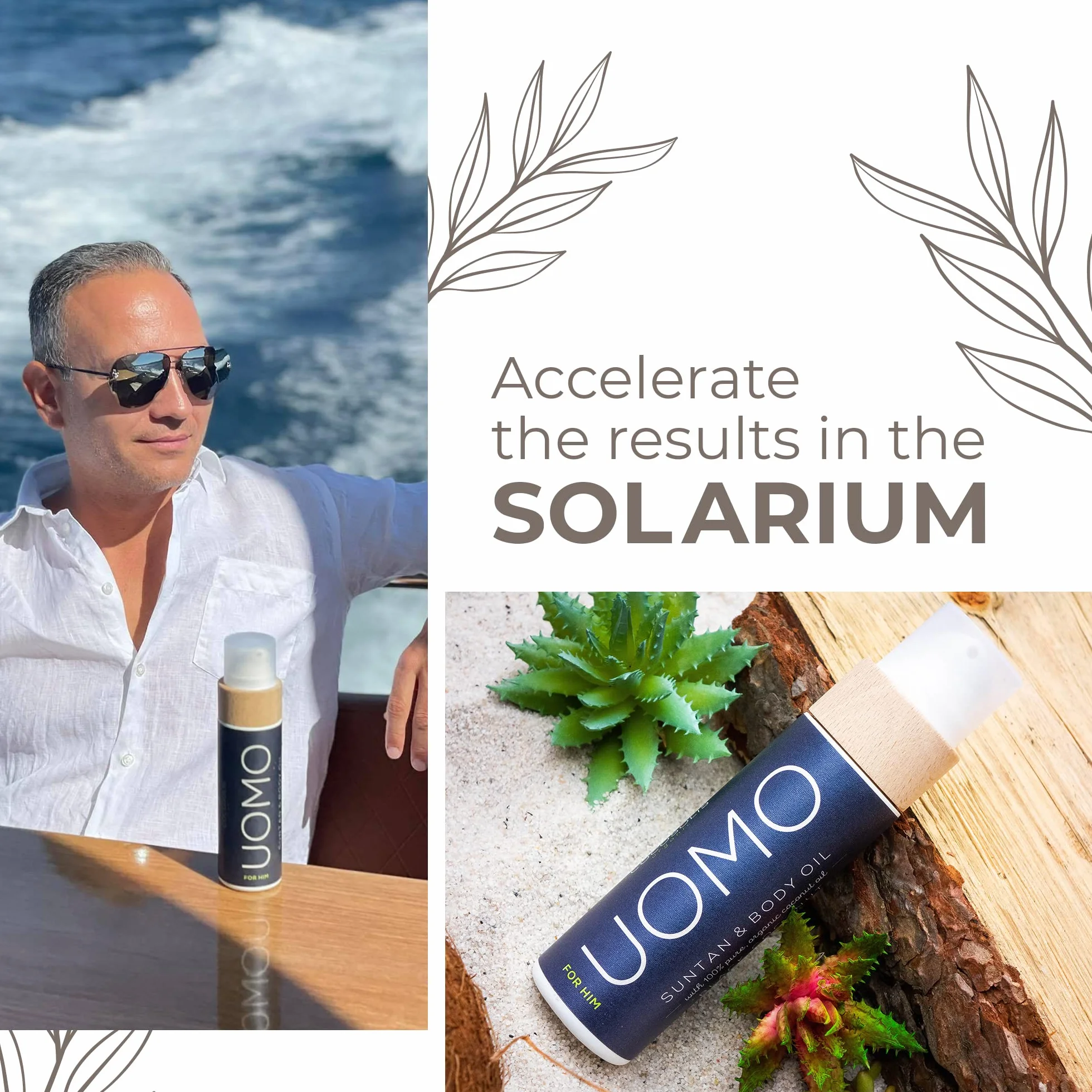 COCOSOLIS UOMO Acceleratore di abbronzatura per uomo - Olio abbronzante biologico con vitamina E e profumo BLACK COCONUT per un'abbronzatura intensa e veloce - Rinforzatore di abbronzatura (110 ml)
