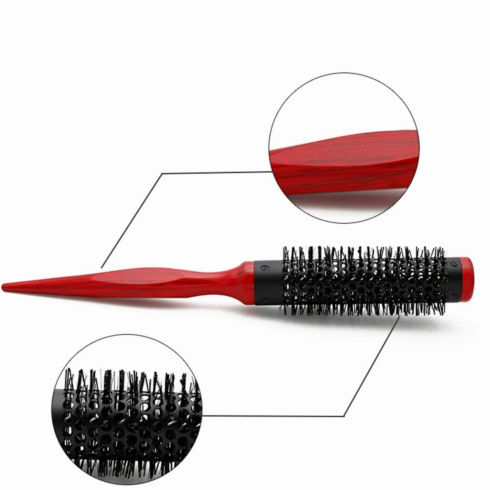 Pettine da Barbiere per Capelli Ricci 5pc. S Grezzo Capelli Roll Brush Pennello Pennello Rosso Rotondo Capelli Pettine Salone Capelli Pettinatura Pettine Spazzola per Pettinare per Uomini e Donne ( Co