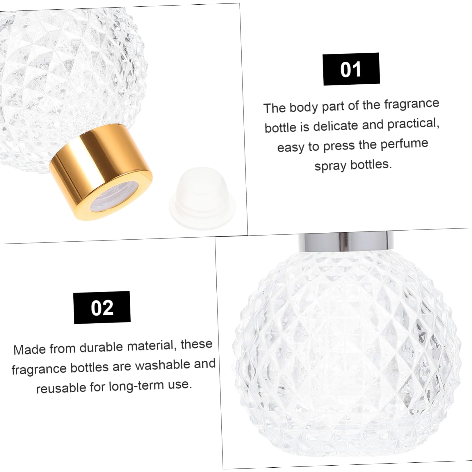 Mipcase Boccette Profumo Ricaricabili in Vetro 6 Pezzi, 100ml, Lavabili e Riutilizzabili per Oli Essenziali, Regalo di Natale Colore Casuale