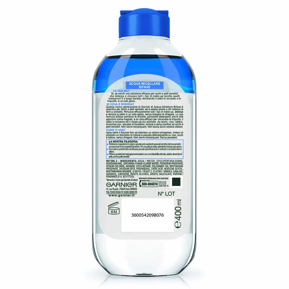 Garnier Acqua Micellare Bifase con Fiordaliso per Pelli Sensibili