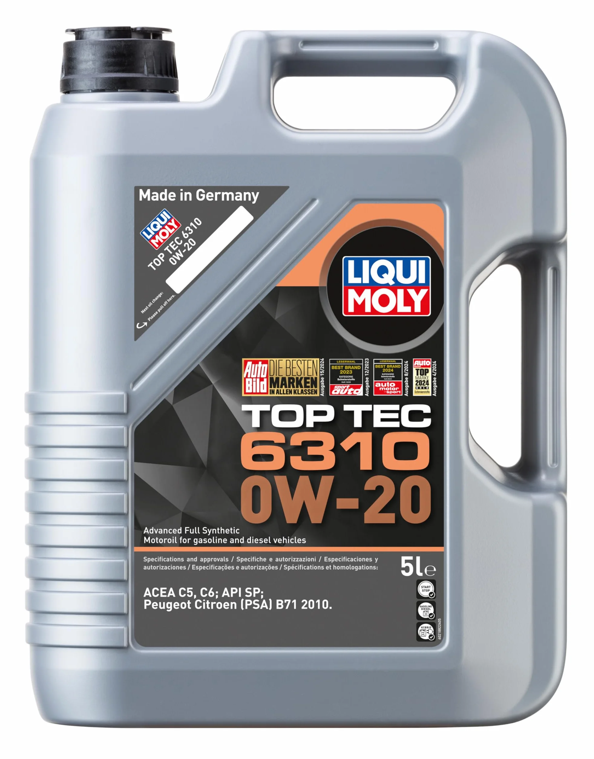 LIQUI MOLY Top Tec 6310 0W-20 5 L Oli motore pieno sintetico avanzato