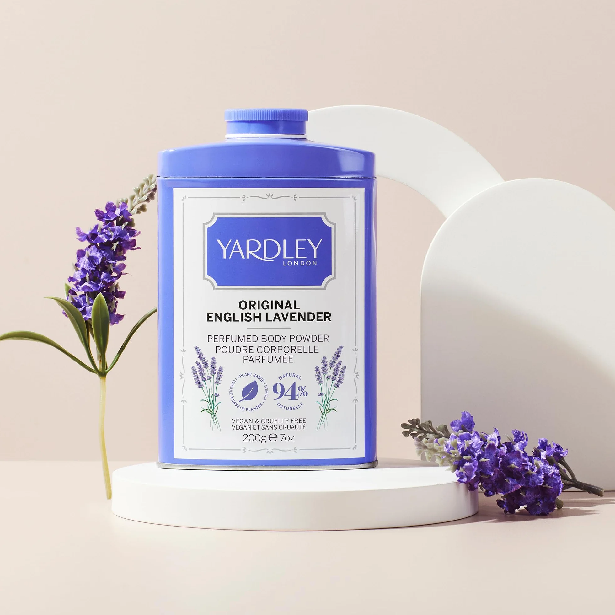 Yardley London Polvere per il Corpo Profumata alla Lavanda Inglese Originale, Talco per Donne che Aiuta a Controllare Gli Odori e Gli Sfregamenti, Polvere per Spolverare 200g