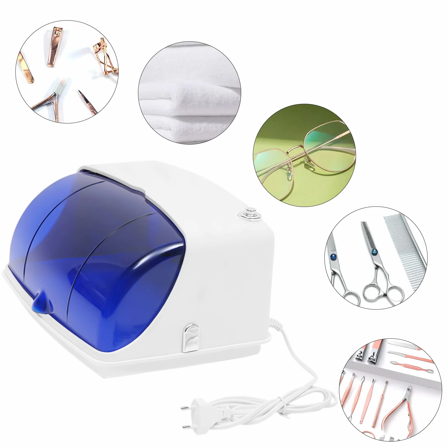 Disinfettante unghie manicure,Sterilizzatore materiale per unghie, sterilizzatore UV 5 W - per salone e casa, dimensioni 29 x 22 x 17 cm, presa UE