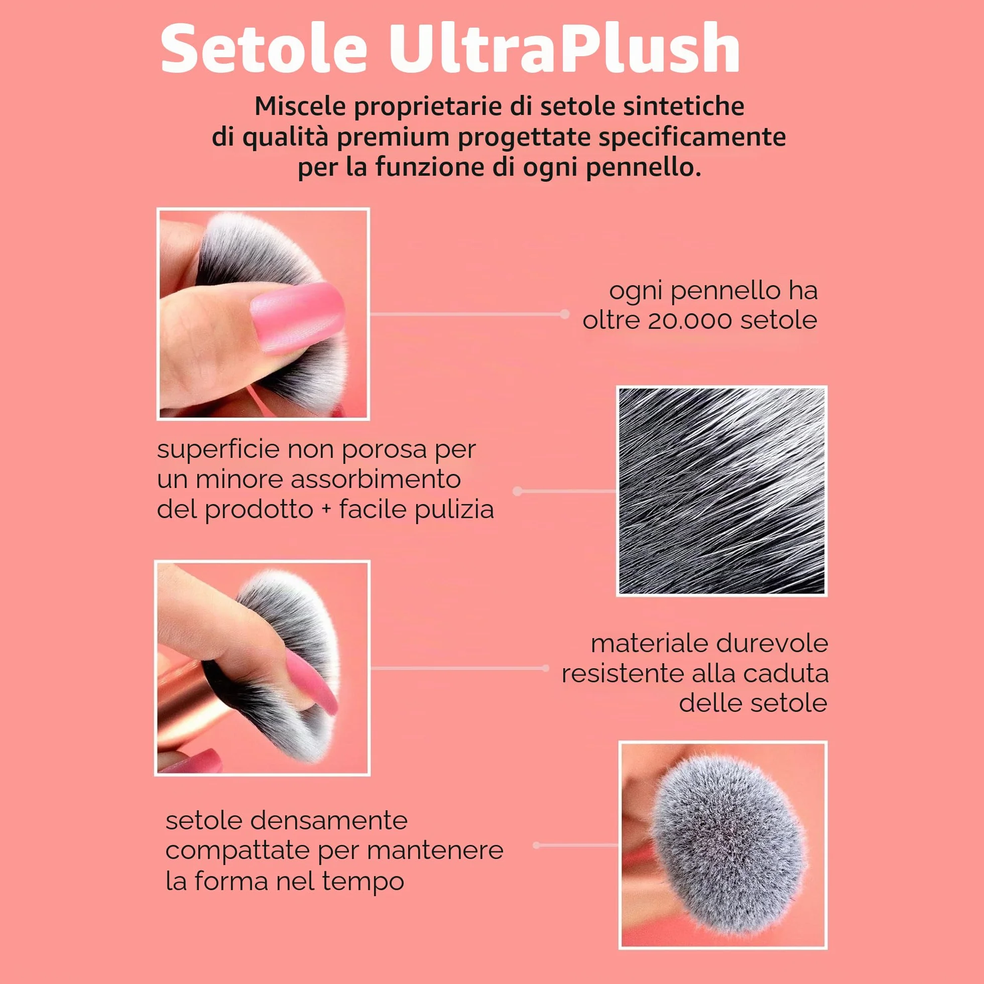 Real Techniques Mini pennello multiuso trucco fard bronzer cipria viso setole sintetiche tagliate su misura 1 confezione