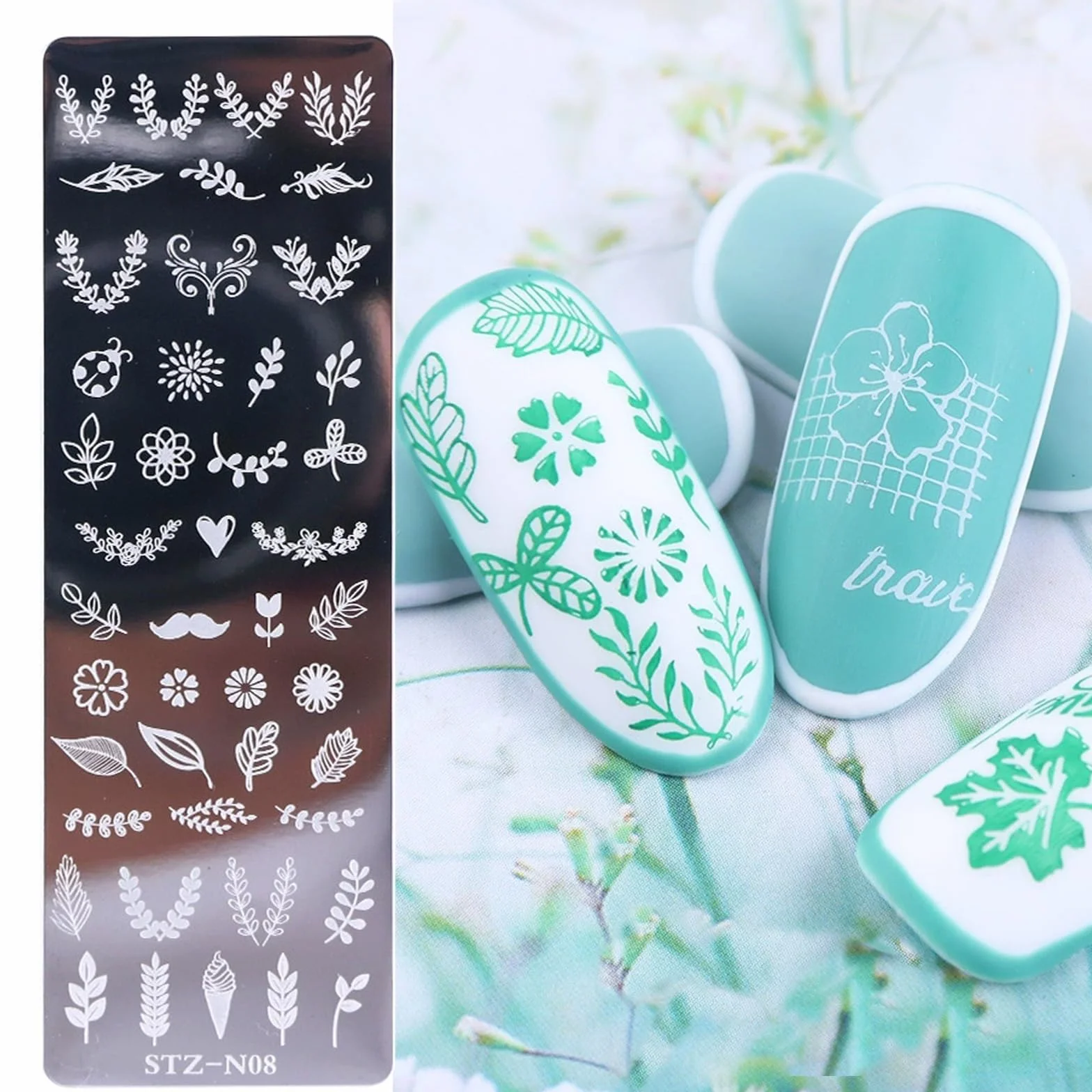 6pcs Set di Nail Art Stamping, Nail Template Piastra per Unghie,Mescolare Unghie Piastre Manicure Nail Piastra, UnghieTimbro Scraper Piatti Templates