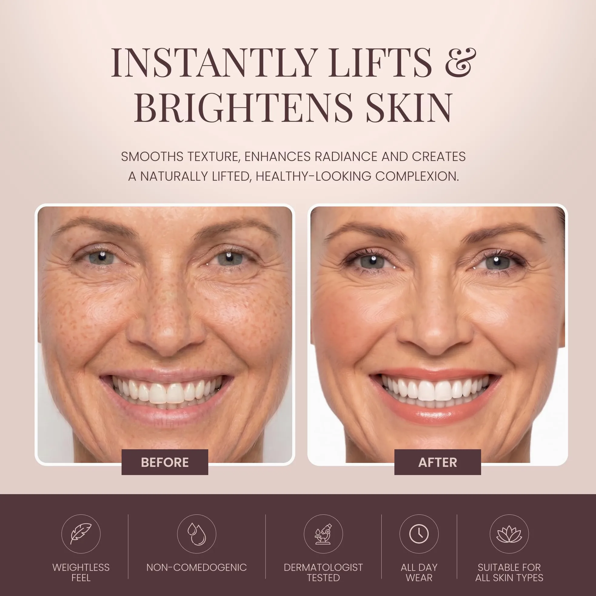 Studio 10 Wake Up & Glow Blush Stick - Tinta labbra e guance a lunga durata per fard leggeri, fard in crema per pelli mature - con nucleo di acido ialuronico idratante (tonalità - pesca)
