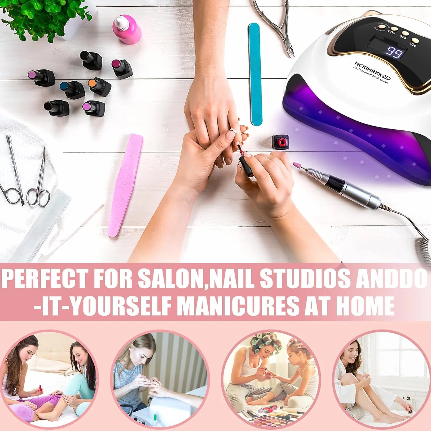 180W Lampada UV LED Unghie, Professionale Fornetto Unghie Semipermanente per Manicure Display LED Automatico Sensore, Maniglia a Orecchio di Gatto, Lampada Led Unghie per Manicure/Pedicure