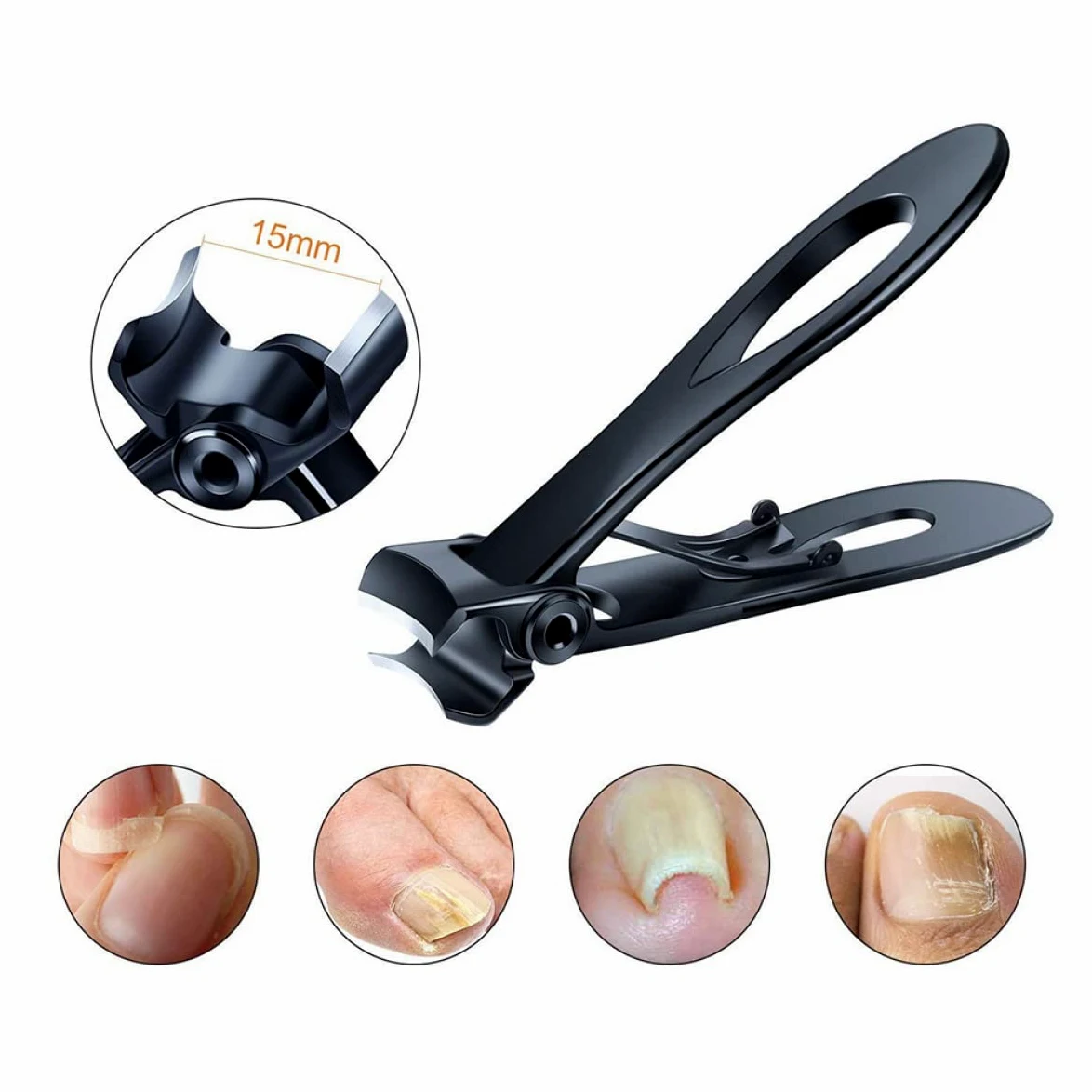 FRCOLOR Forbicine Per Unghie 6Pcs Unghia' unghia' unghia Larga in Acciaio Inox Professionale Mascella Modella Le Donne Uomo Nial Kitnero Nero E Apertura per Clipper Clipper