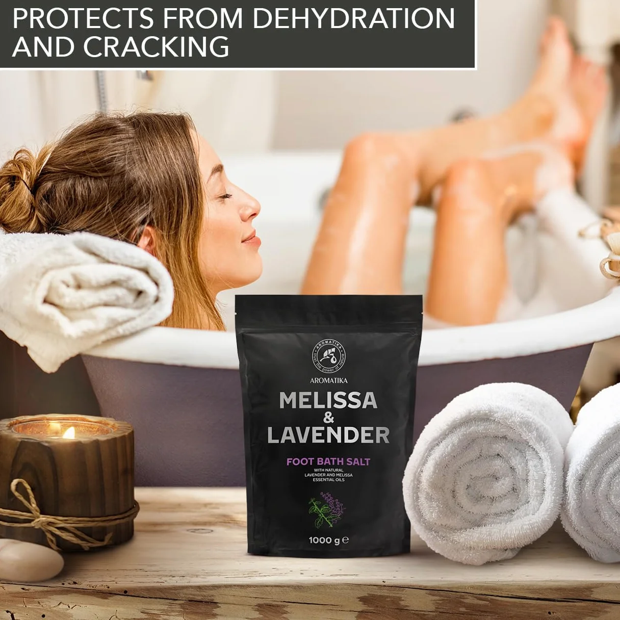 Set Sale per Pediluvio Lavanda e Melissa - Menta Piperita e Tè - Rosa 3x1000g - Pediluvio al Sale Marino Naturale - Pediluvio - Unghie - Pedicure - Sali Profumati da Bagno
