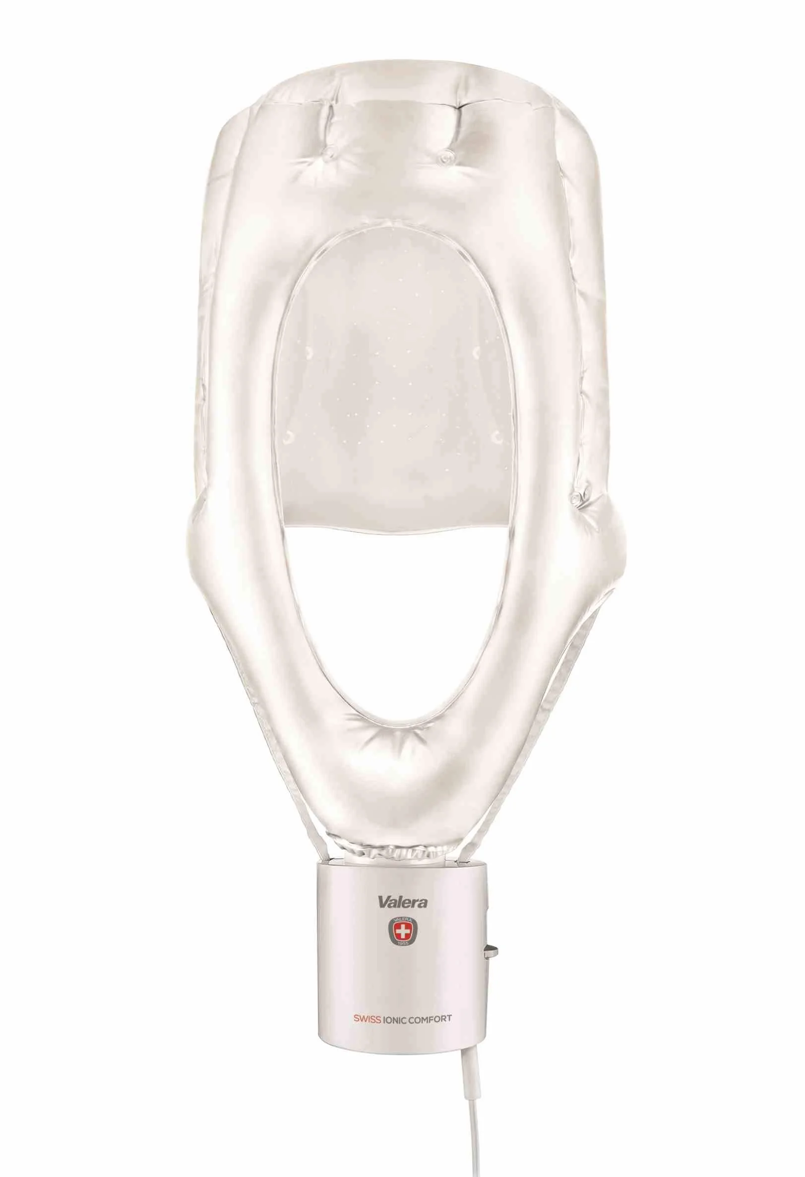 Valera, Swiss Ionic Comfort 513.01, Casco-Asciugacapelli per Volume e Tenuta, Ergonomico, con 3 Regolazioni di Temperatura, Funzione per Aria Tiepida, Ionizzatore, Cavo 3m, Custodia, 600 W, Bianco