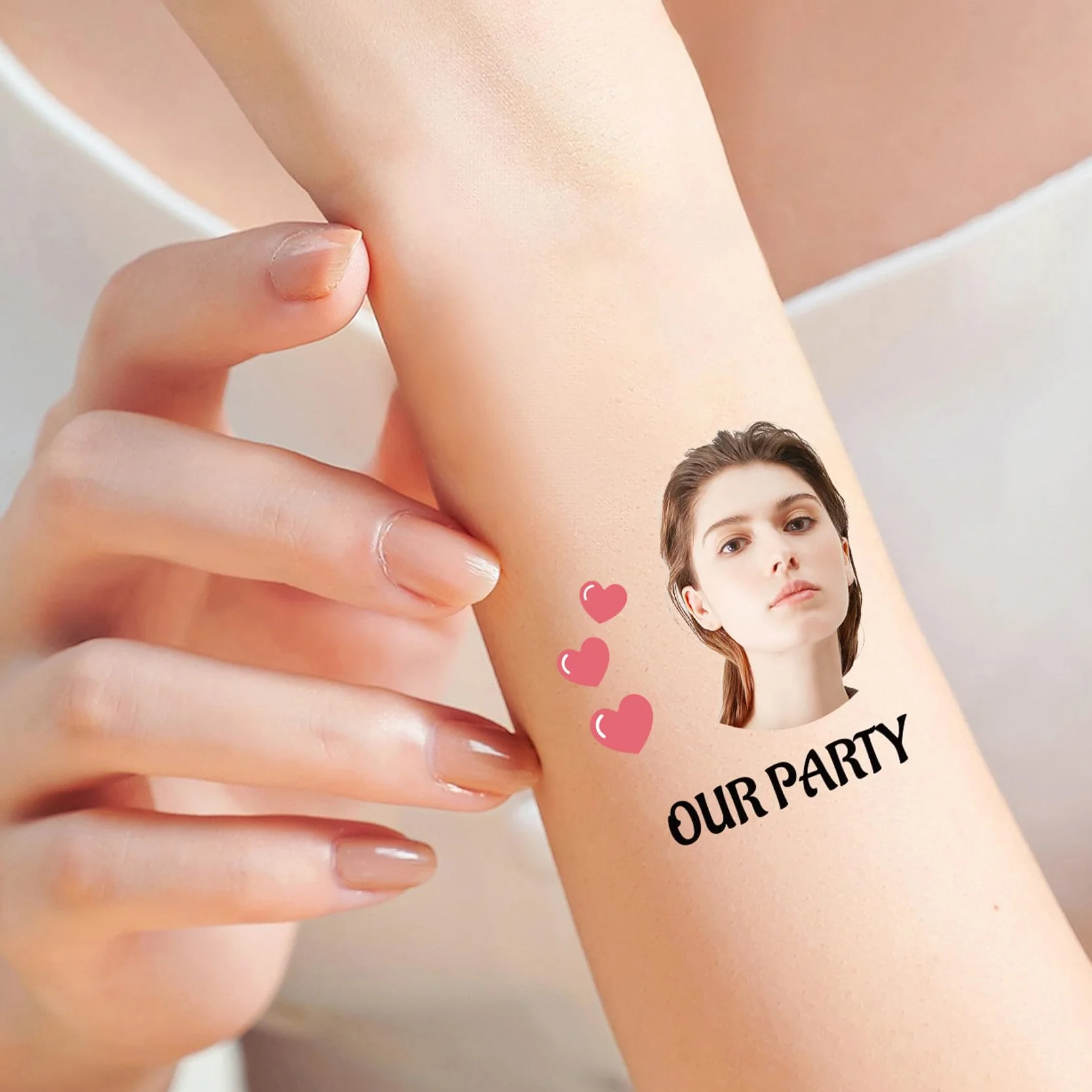 30 pezzi Tatuaggi Temporanei Personalizzati,Tatuaggi Personalizzati con Faccia Foto Nome Logo,Adesivi per Tatuaggi Impermeabili per Compleanno, Addio al Celibato,Iaurea,Matrimonio Bomboniere.