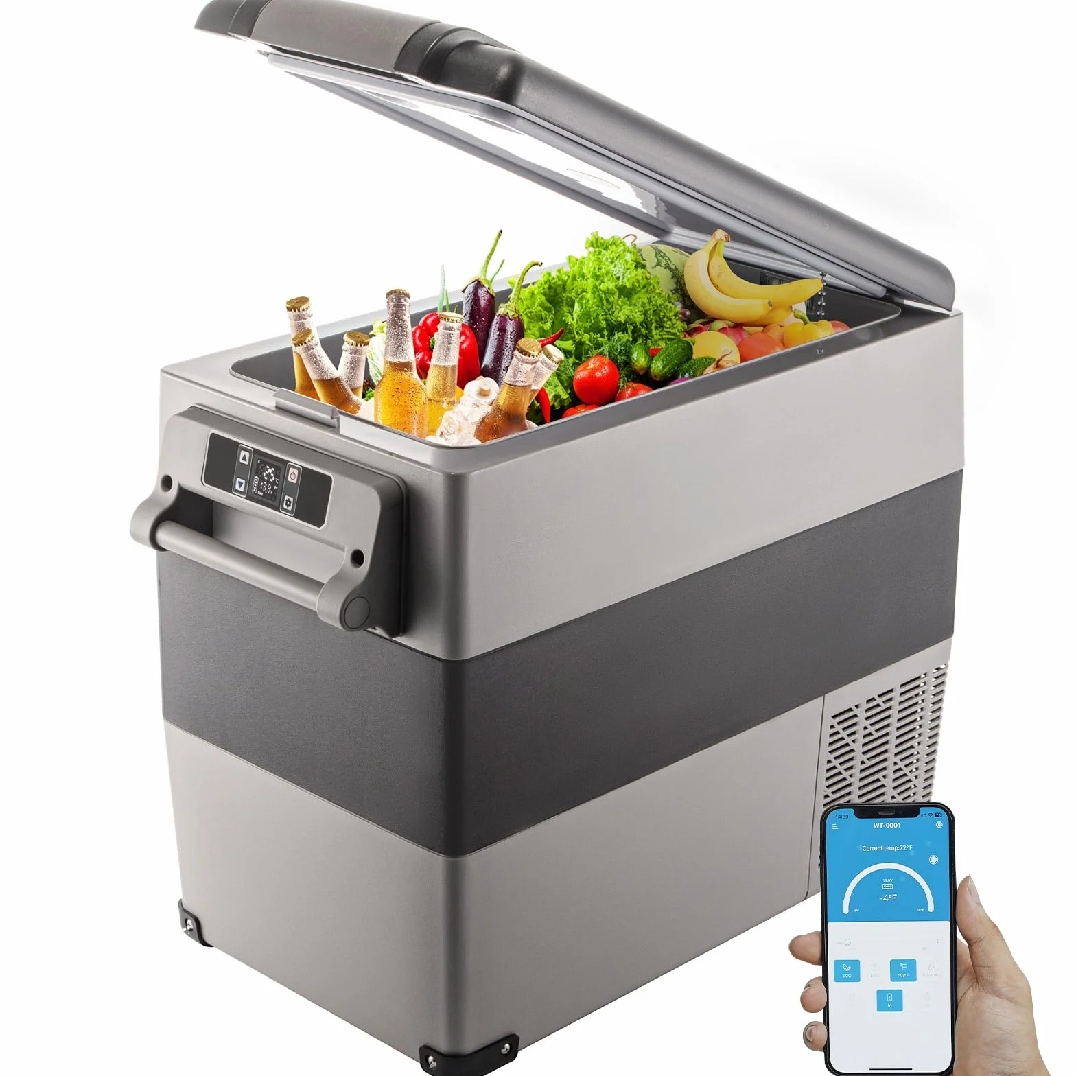 VEVOR Frigorifero Portatile 55L con Schermo LCD, Congelatore da Campeggio Controllo APP