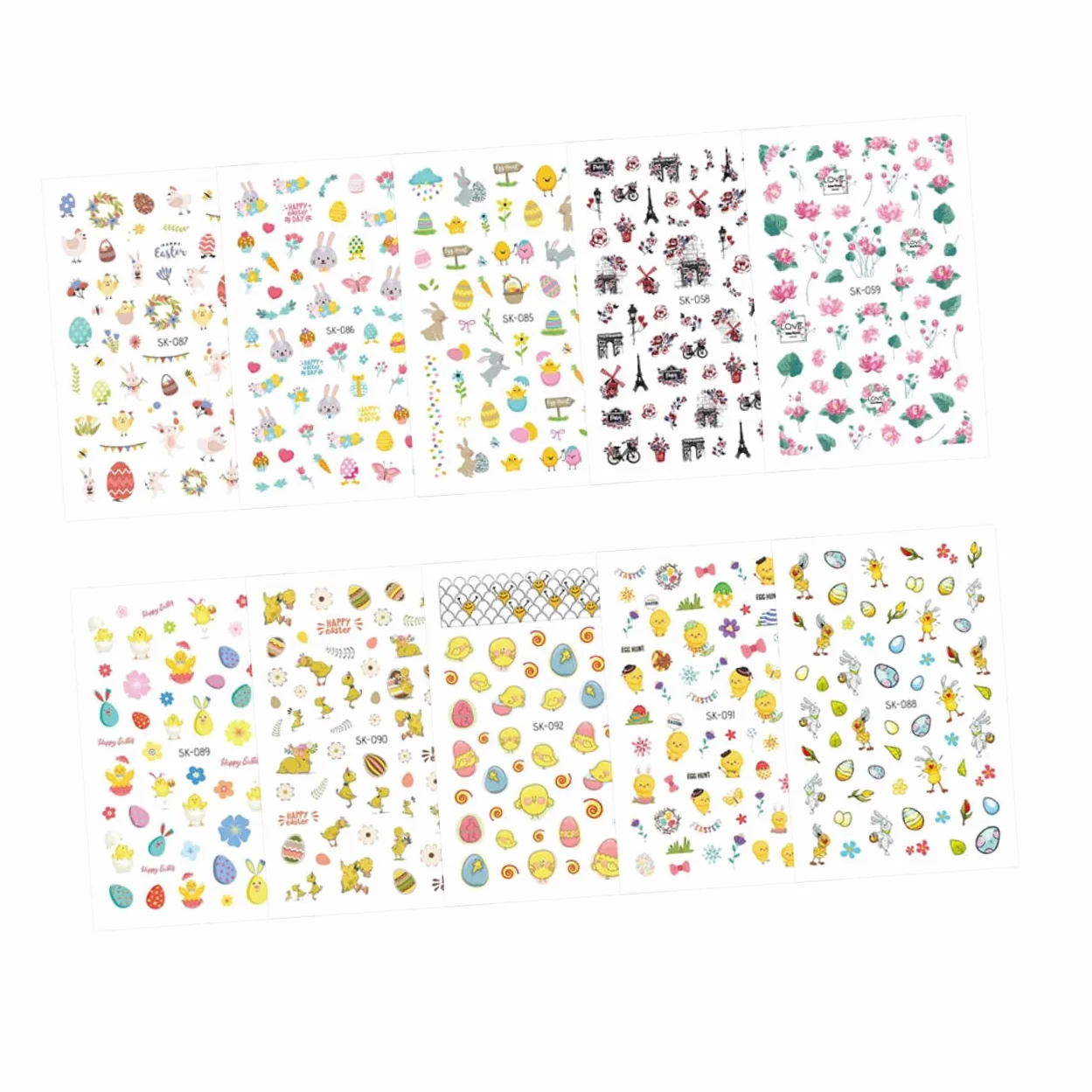Healeved 3 Set Di Adesivi Per Nail Art Pasquali Per Bambini Fogli Adesivi Per Nail Art Pasquali Per Bambini 10 Pezzi * 3