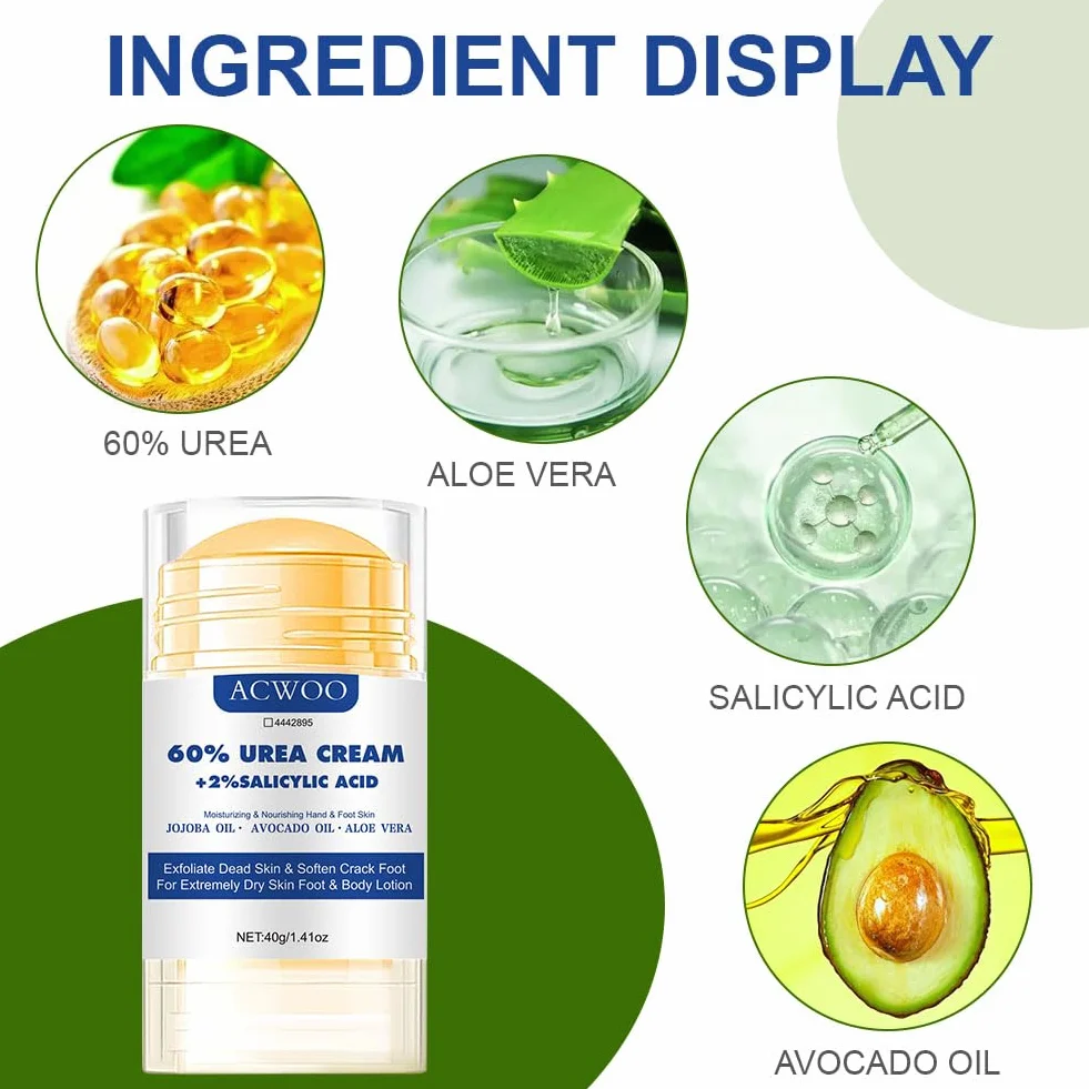 ACWOO Crema Piedi Urea 60%, 40g Crema Talloni Screpolati, Crema Idratante per Calli e Ragadi