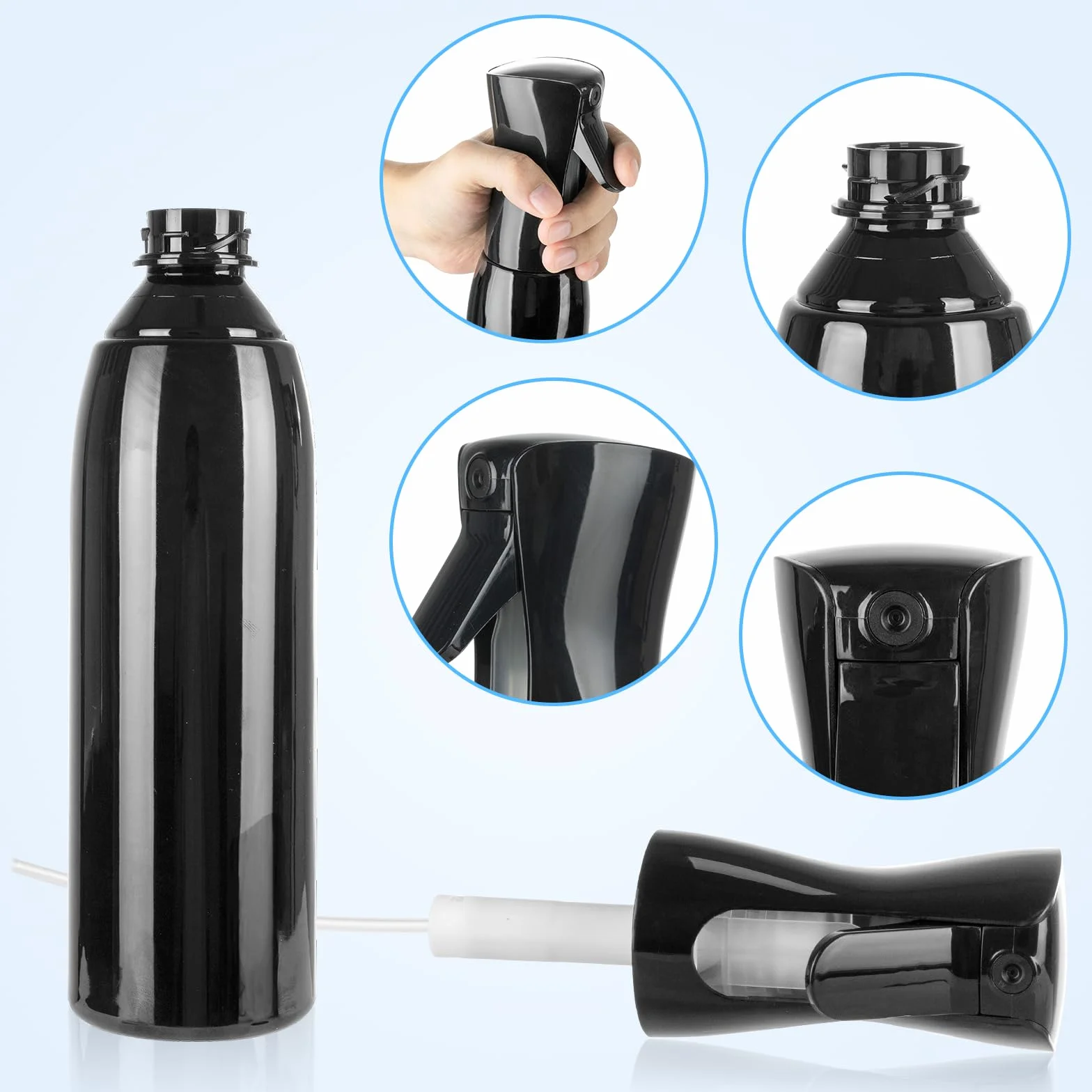 Flacone Spray Vuoto 500ml - Spray per Acqua, Capelli, Piante, Animali Domestici, Pulizia - Nero