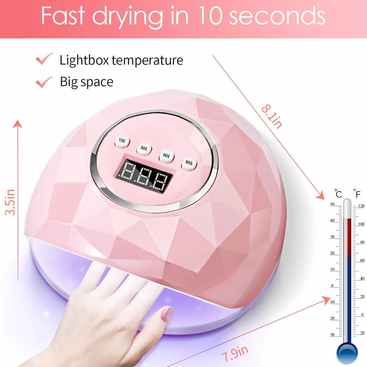 Janolia Lampada LED UV Unghie, 86W Professionale Fornetto Unghie Semipermanente per Manicure/Pedicure con Automatico Sensore, 4 Timers da 10/30/60/99S, Display LCD