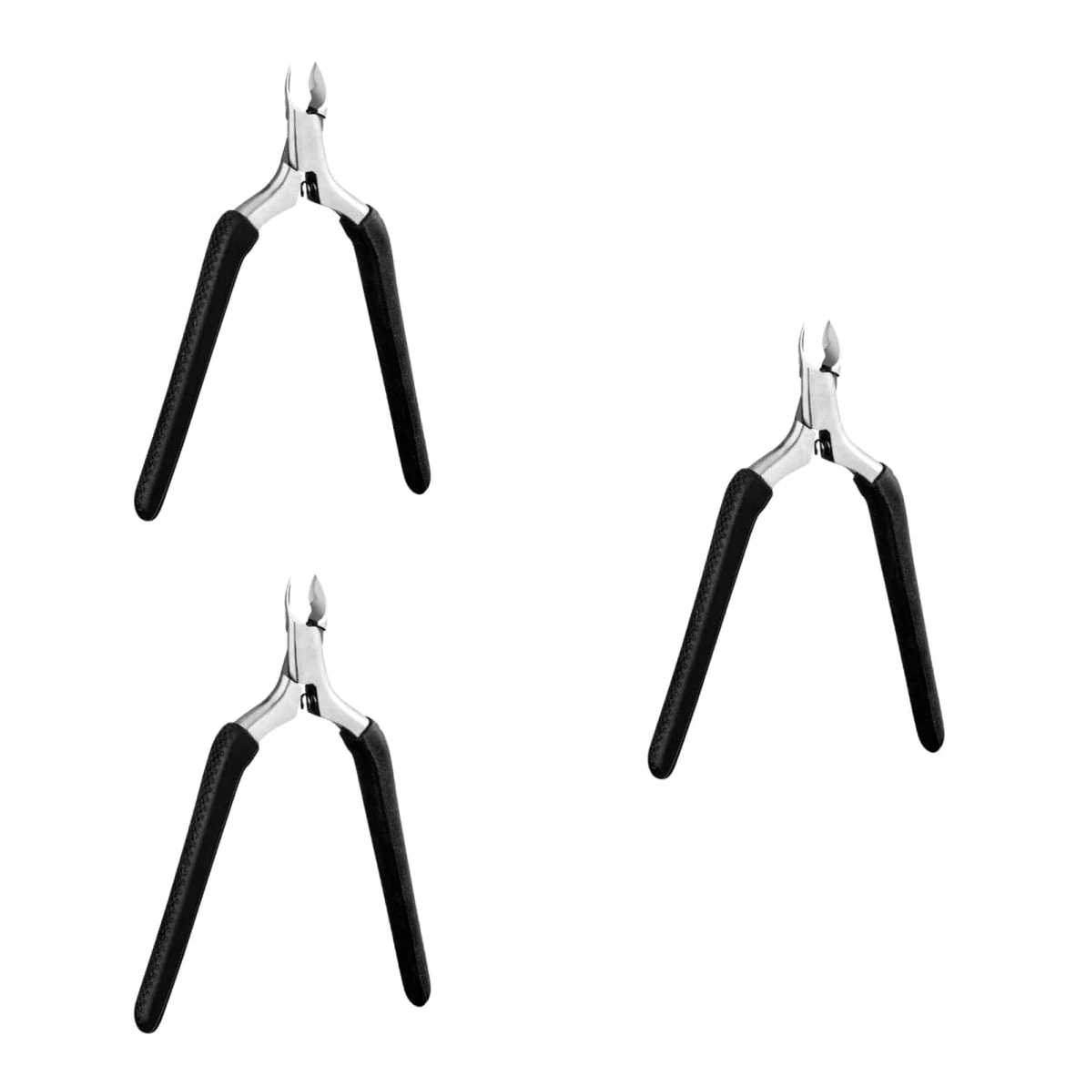 Mipcase 3pezzi Forbici Per Rimozione Cuticole e Morta Strumento Manicure Ergonomico Inossidabile Design Semplice e Pratico Per Uso Domestico e Professionale Nero
