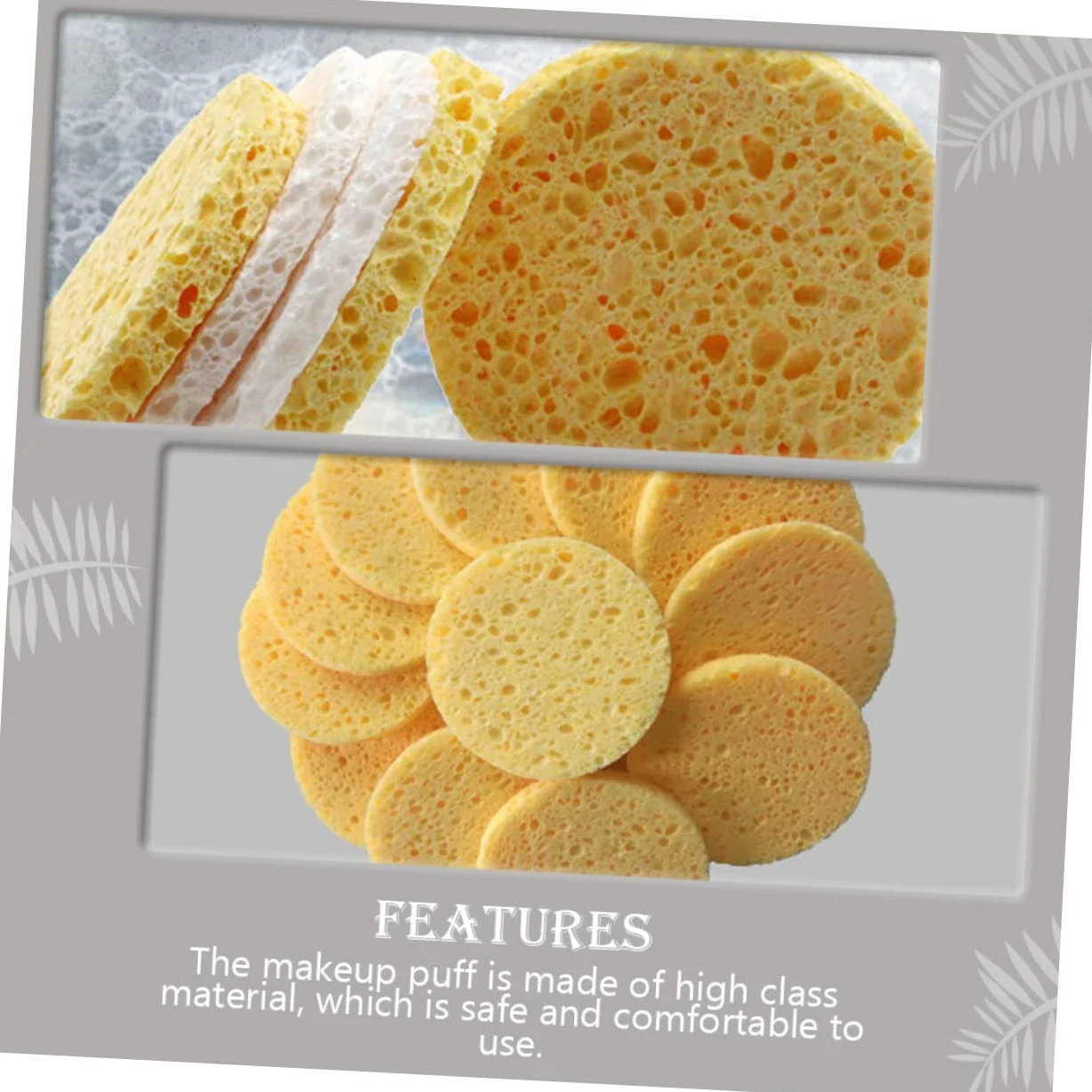 Piumino da Cipria Rotondo 100 Pezzi in Spugna di Cellulosa | Giallo, per Casa e Salone, Assorbe Perfettamente la Cipria, Effetto Make-up Naturale e Pulizia Viso