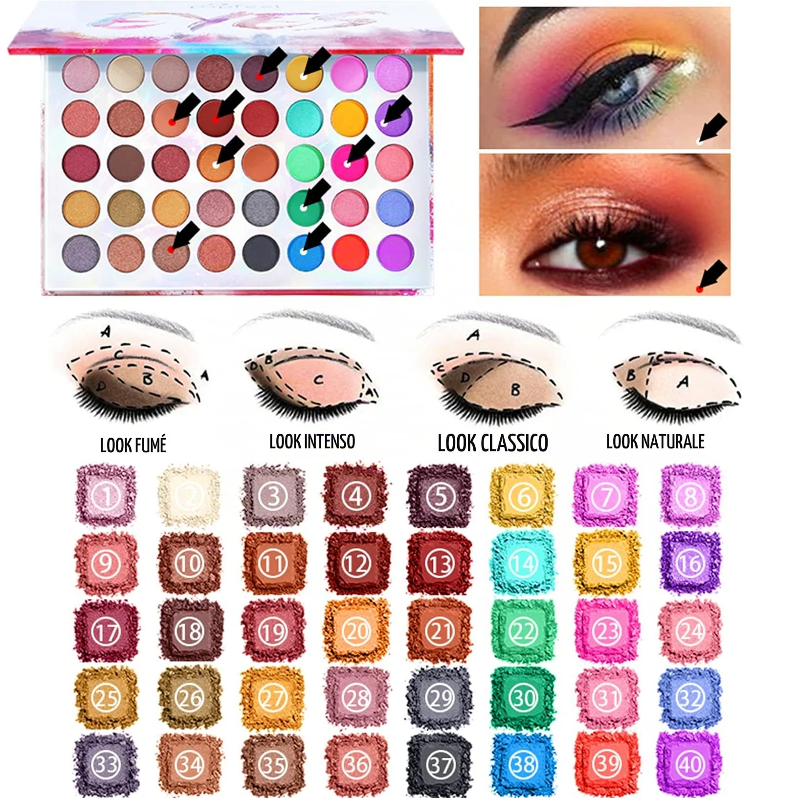 Kit per il Trucco di Bellezza, Set di Trucchi Completo Trousse di Trucchi Palette Ombretti Correttore Fard Cosmetics per il Trucco Palette Trucchi per Cosmetici Occhi Viso e Labbra