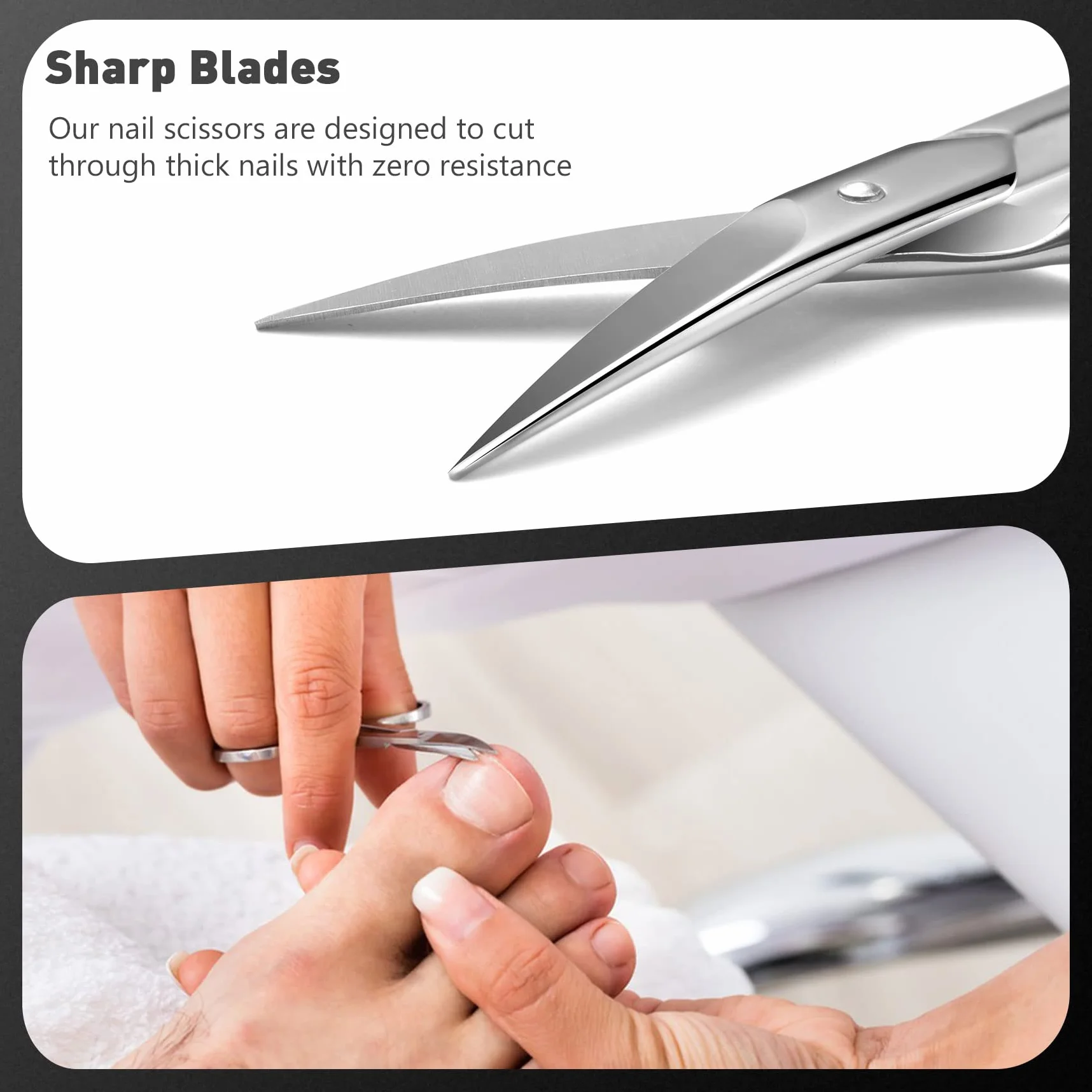 Forbici professionali per unghie in acciaio inox lama curva manicure pedicure