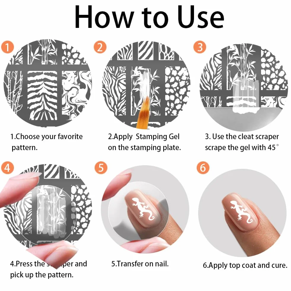 PH PandaHall 5 pz Piastre per Timbri per Unghie con Stampa Animale, Modelli per Nail Art con Stampa Leopardata Mista, Stencil per Nail Art con Tigre e Leone per Nail Art Fai Da Te, Stampa Manicure