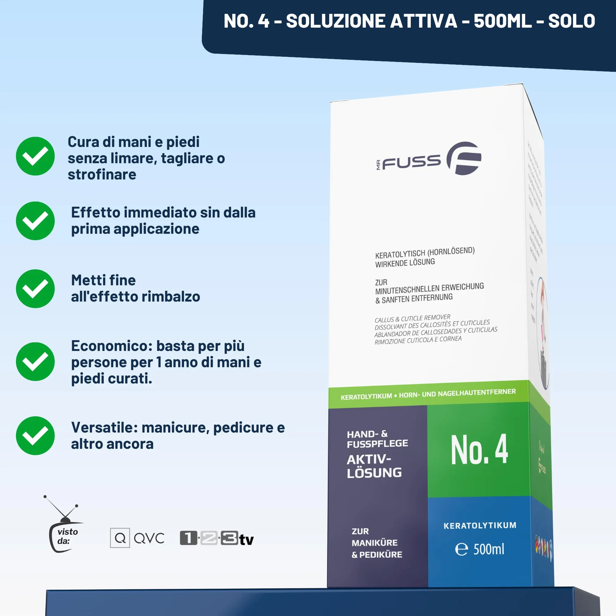 Mr. Fuss Levacalli soluzione attiva n° 4 500 ml calli piedi rimozione pedicure cheratolitico piedi