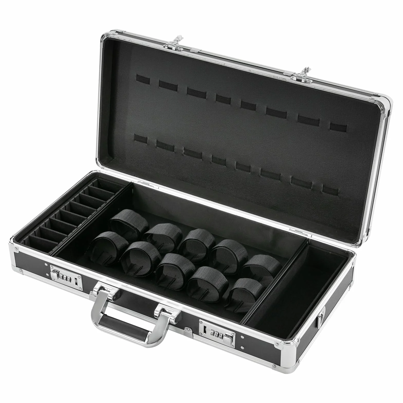 Barbiere case portatile, con due lucchetti a combinazione, organizer per attrezzi da viaggio, stile Barber Stylist, borsa per il trasporto (argento)